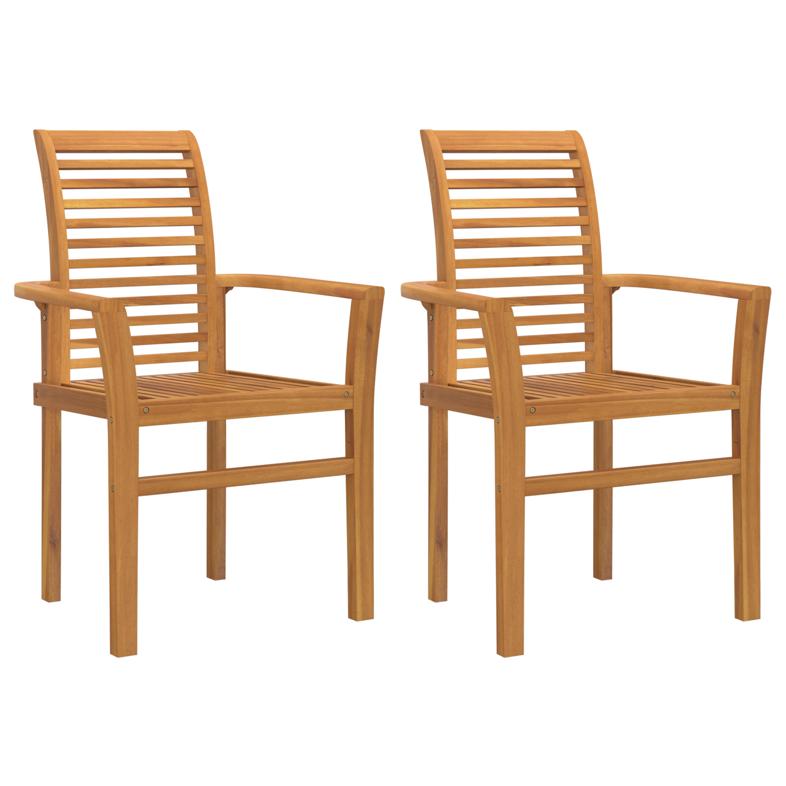Stacking Garden Chair 2 pcs Solid Wood Teak - Image 2