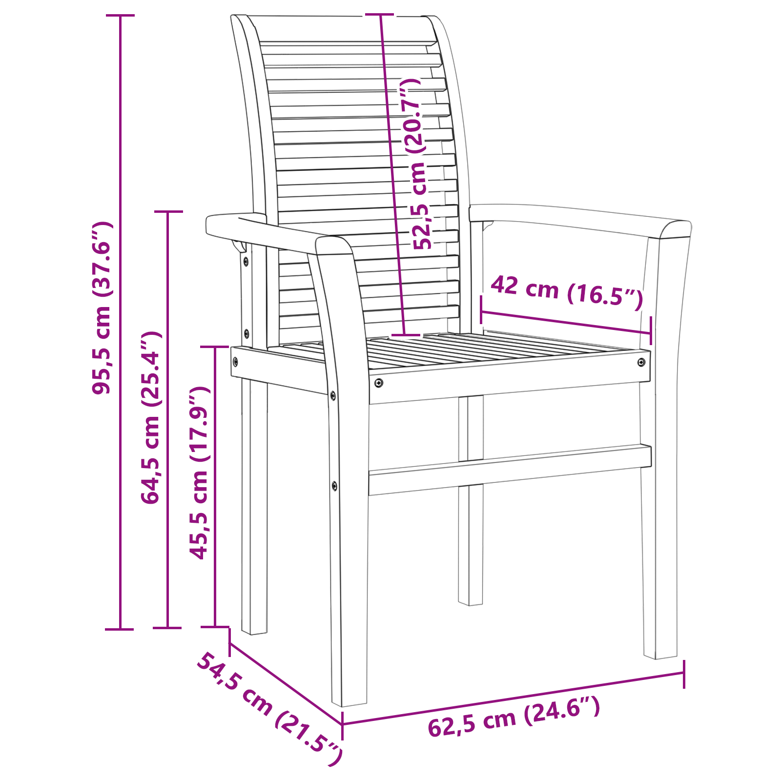 Stacking Garden Chair 2 pcs Solid Wood Teak - Image 10