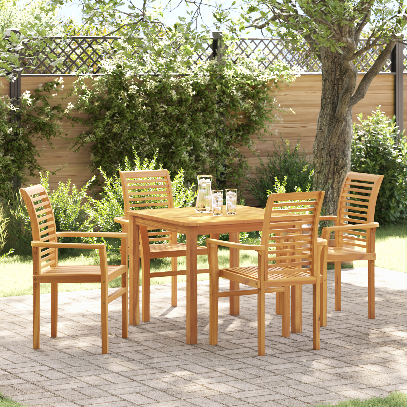 Stapelbare Tuinstoel 4 stuks Massief Houten Teak