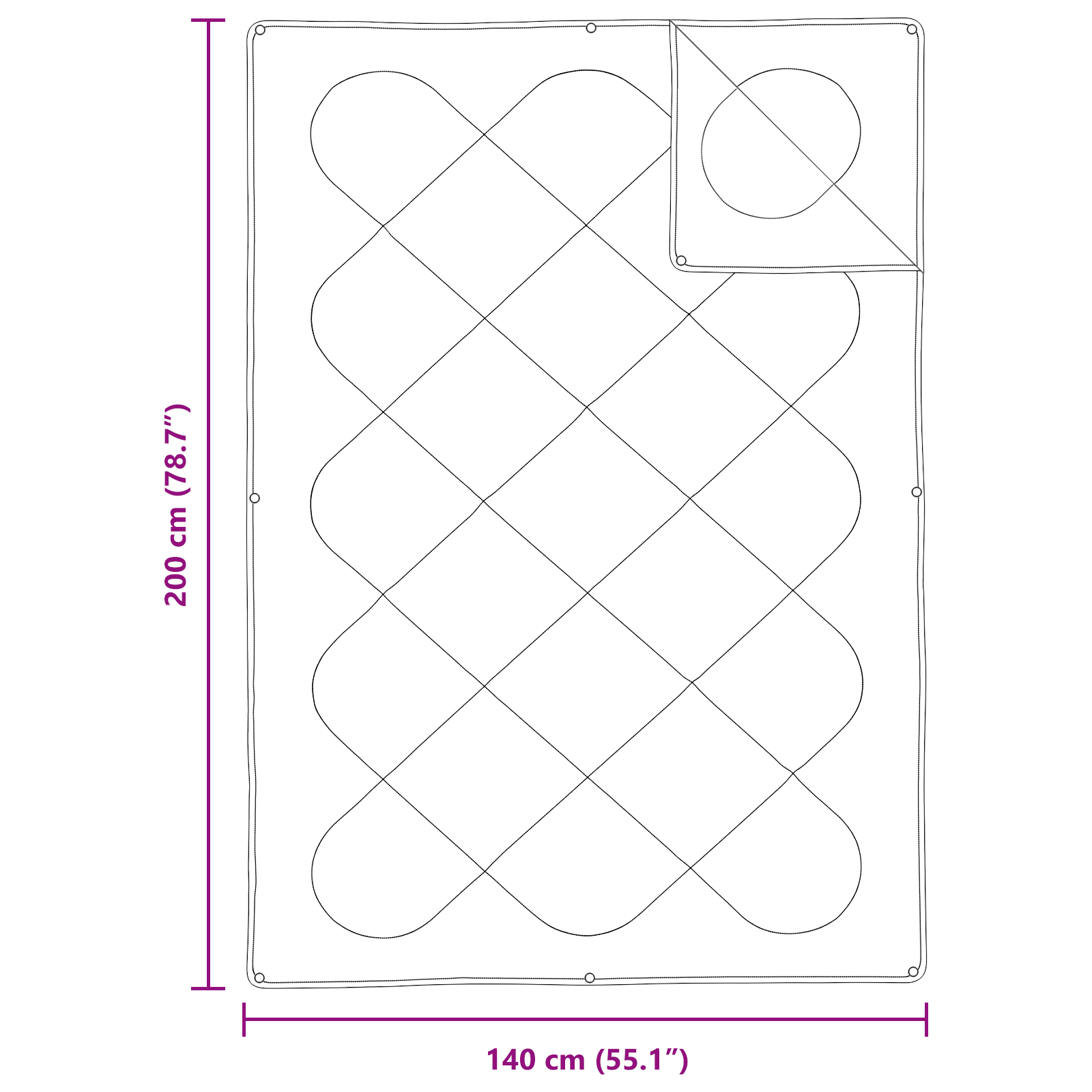 2-in-1 Dekbed Wit 200 x 140 x 10 cm Polyester