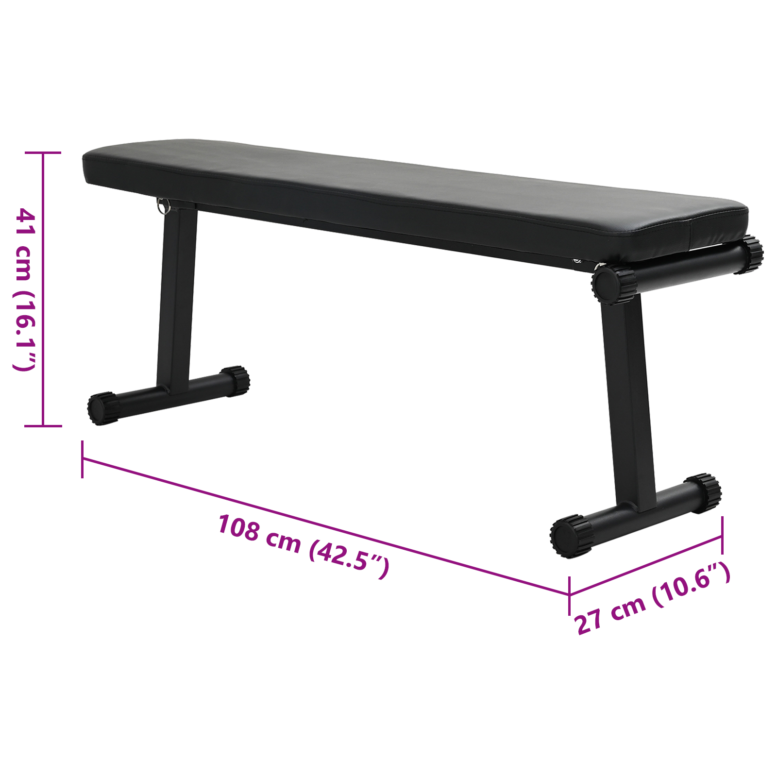 Foldable Weight Bench 100 kg Black 107x27x41 cm Steel - Image 8