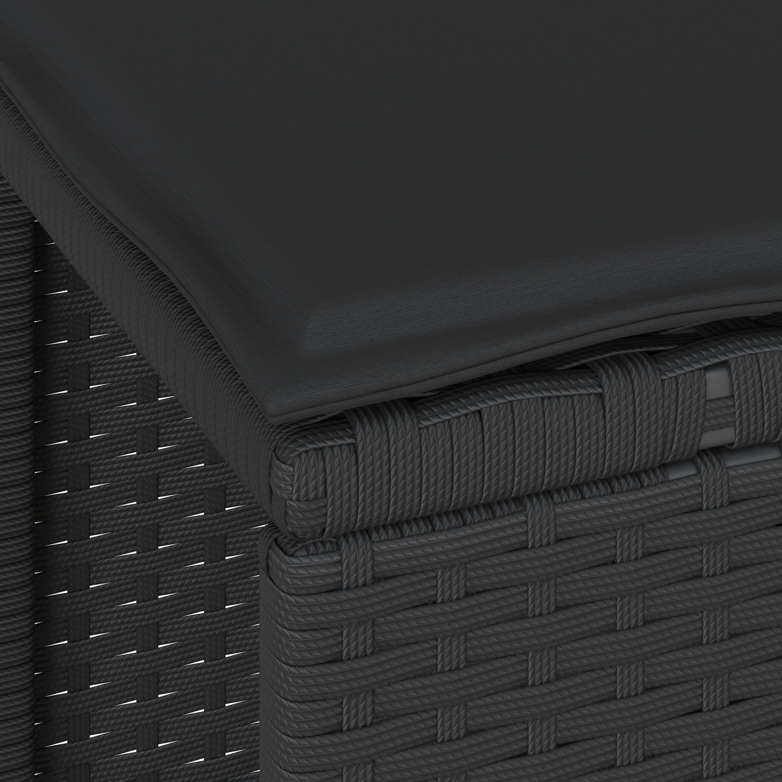 3 Piece Garden Dining Set with Cushions Black Poly Rattan Acacia - Image 10