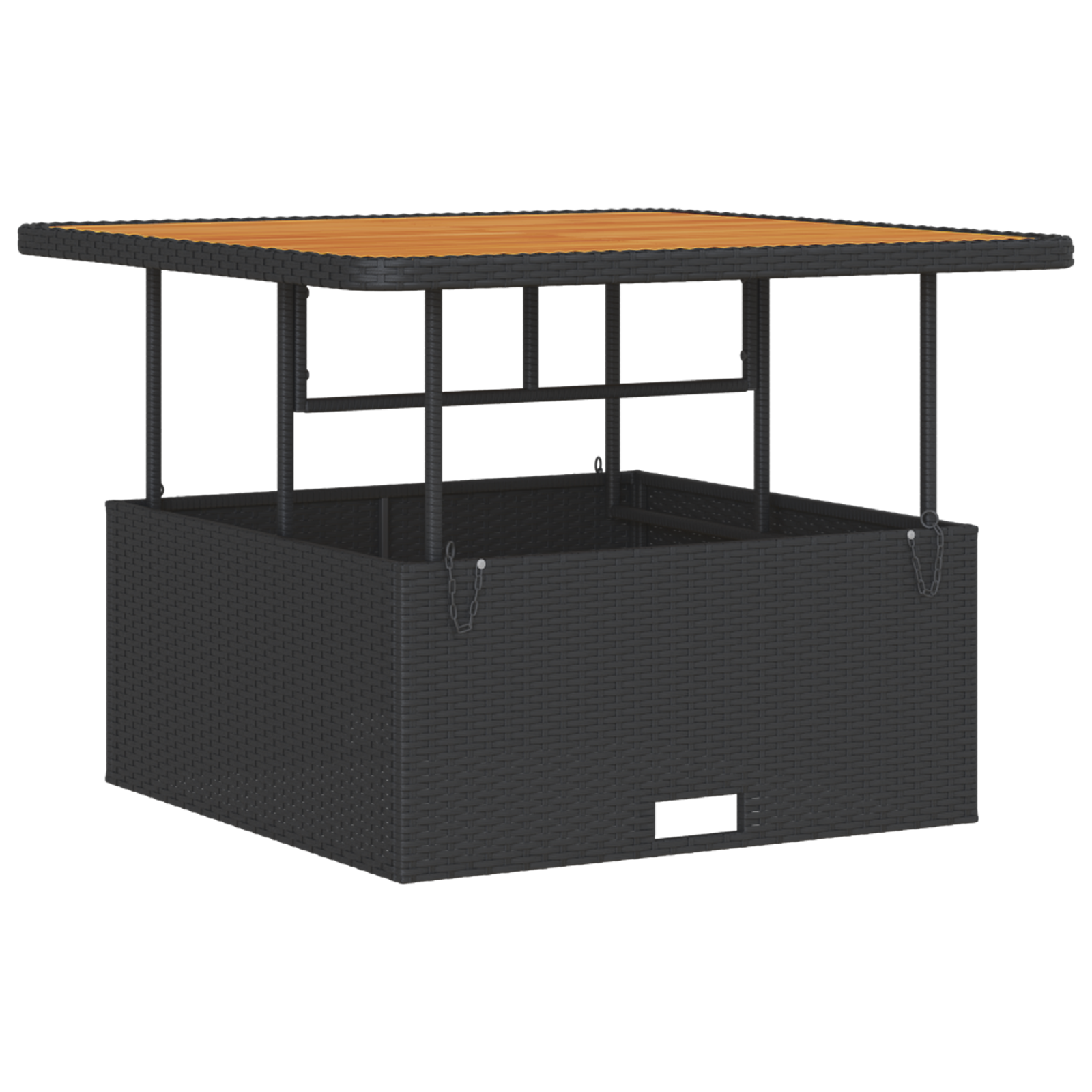 3 Piece Garden Dining Set with Cushions Black Poly Rattan Acacia - Image 6