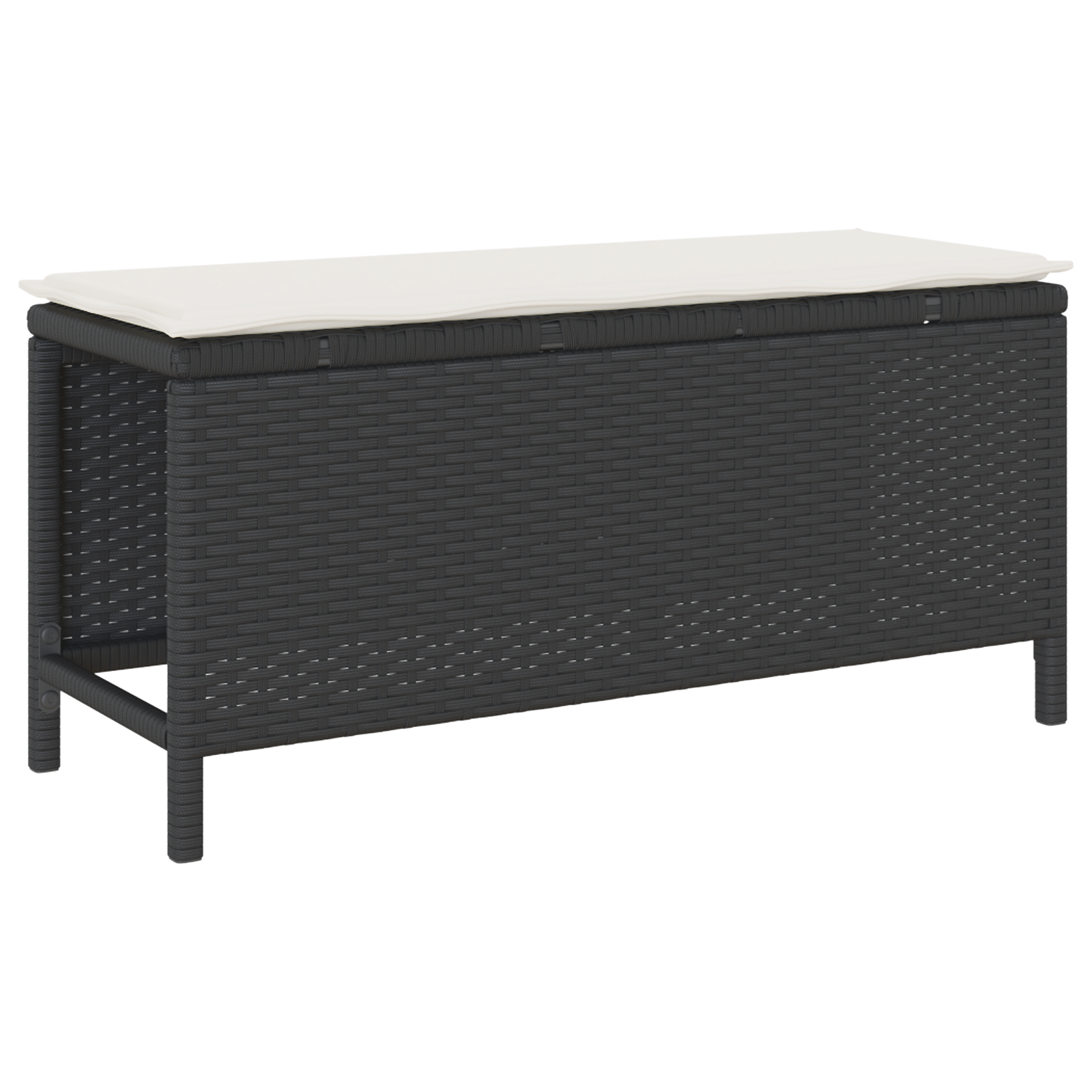 3 Piece Garden Dining Set with Cushions Black Poly Rattan Acacia - Image 5