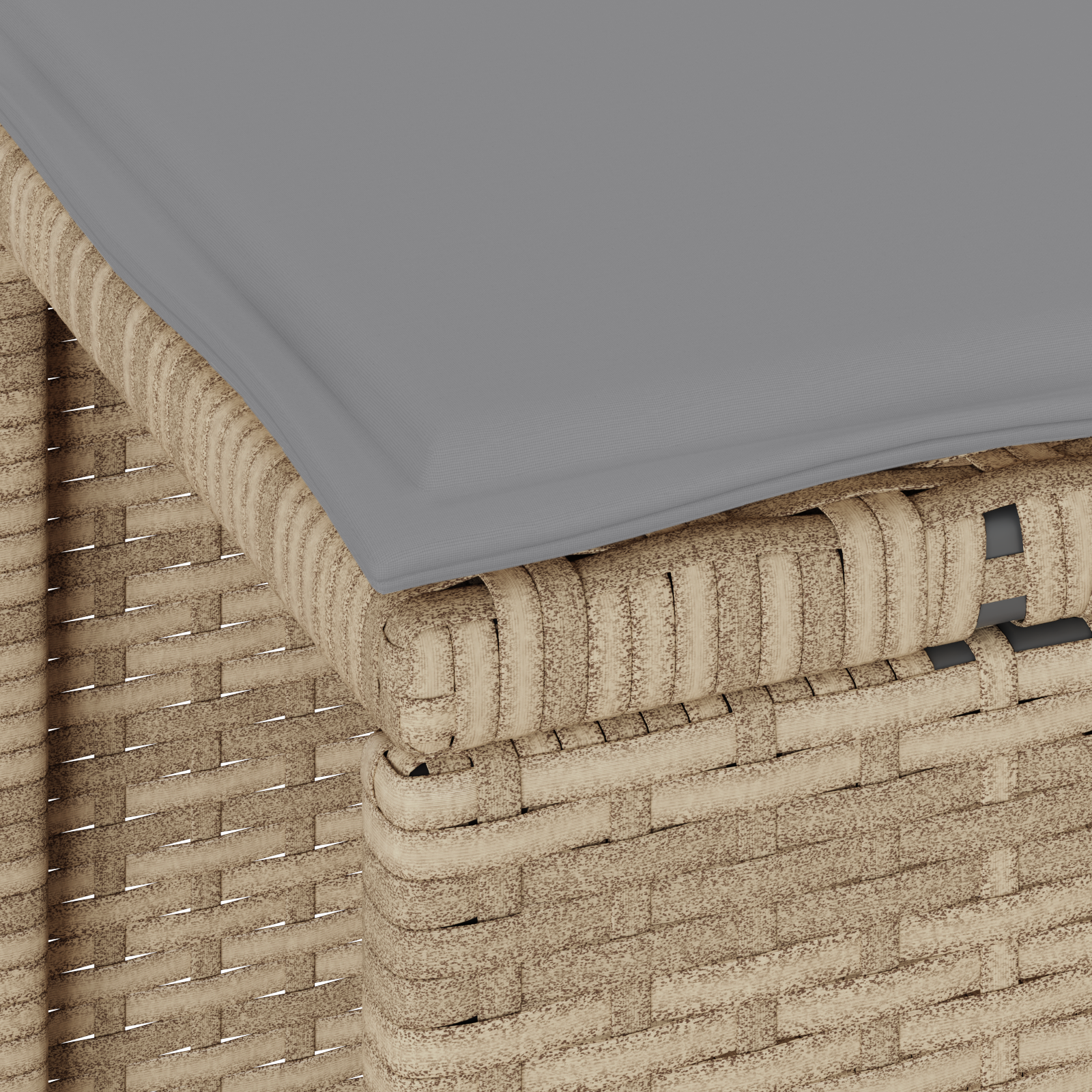 3 Piece Garden Dining Set with Cushions Beige Poly Rattan Acacia - Image 10