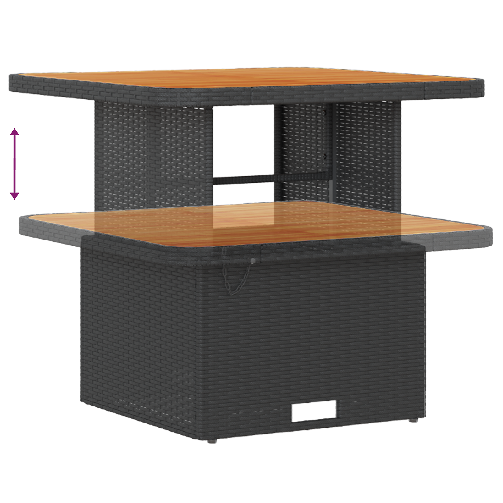 3 Piece Garden Dining Set with Cushions Black Poly Rattan Acacia - Image 11