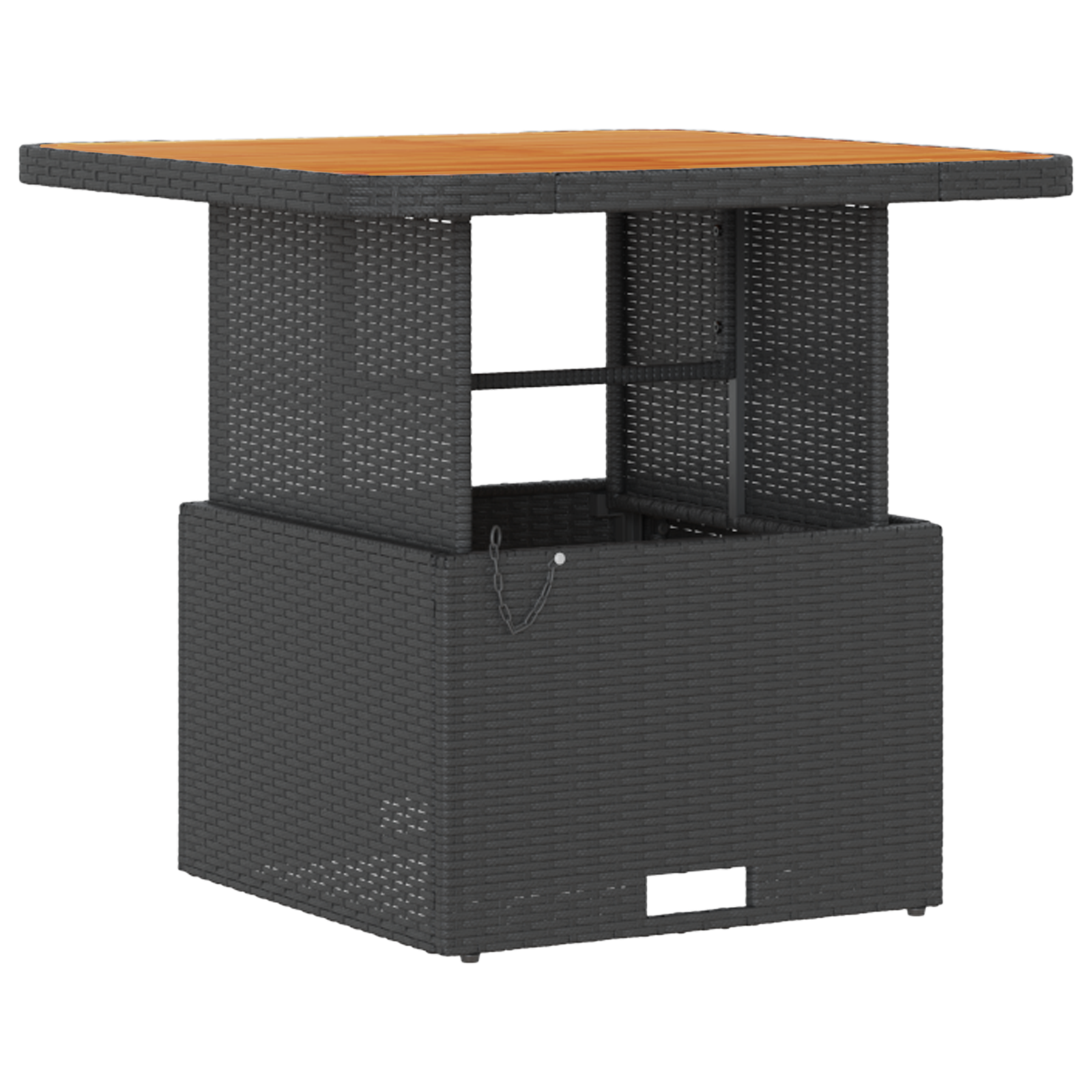 3 Piece Garden Dining Set with Cushions Black Poly Rattan Acacia - Image 5