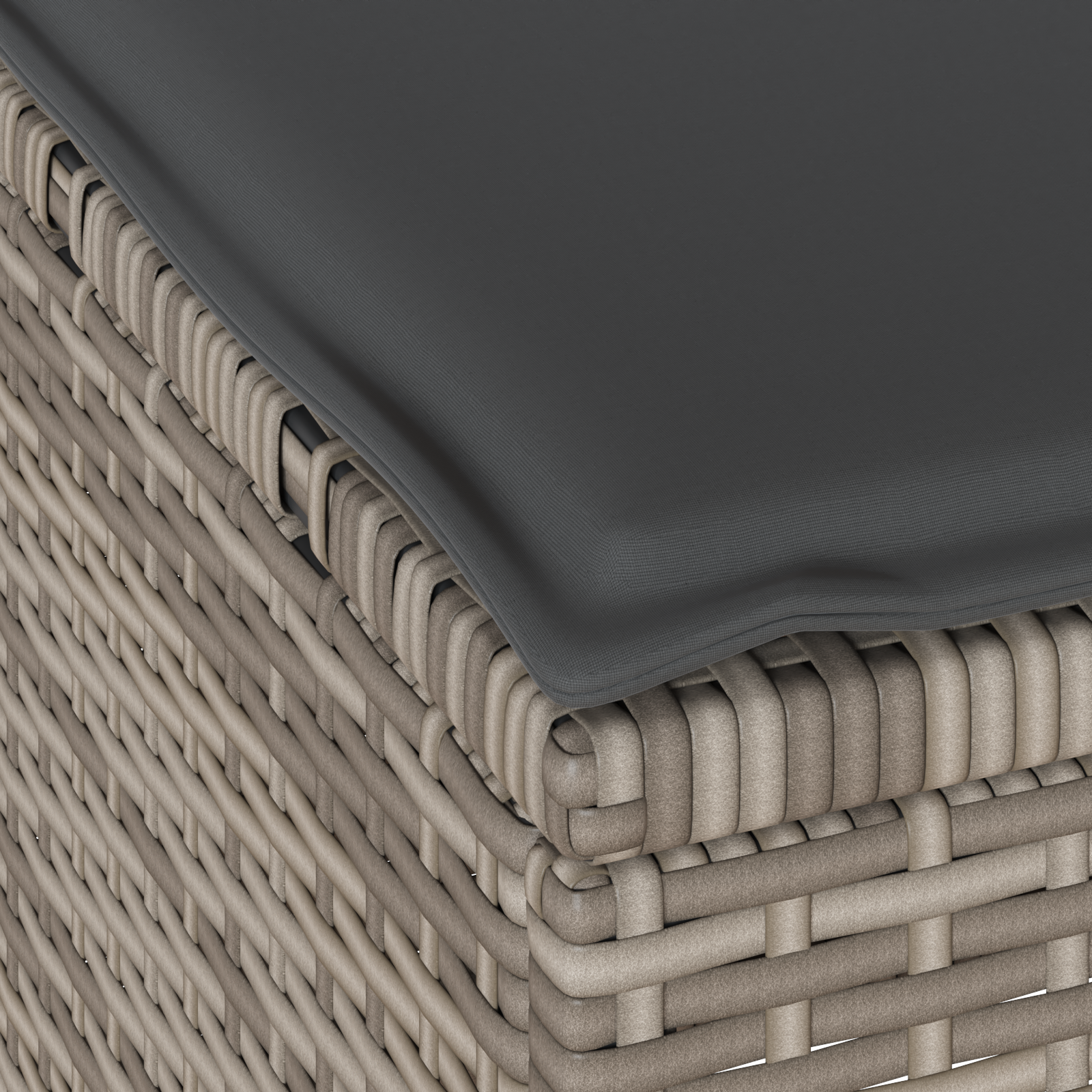 3 Piece Garden Dining Set with Cushions Grey Poly Rattan Acacia - Image 10