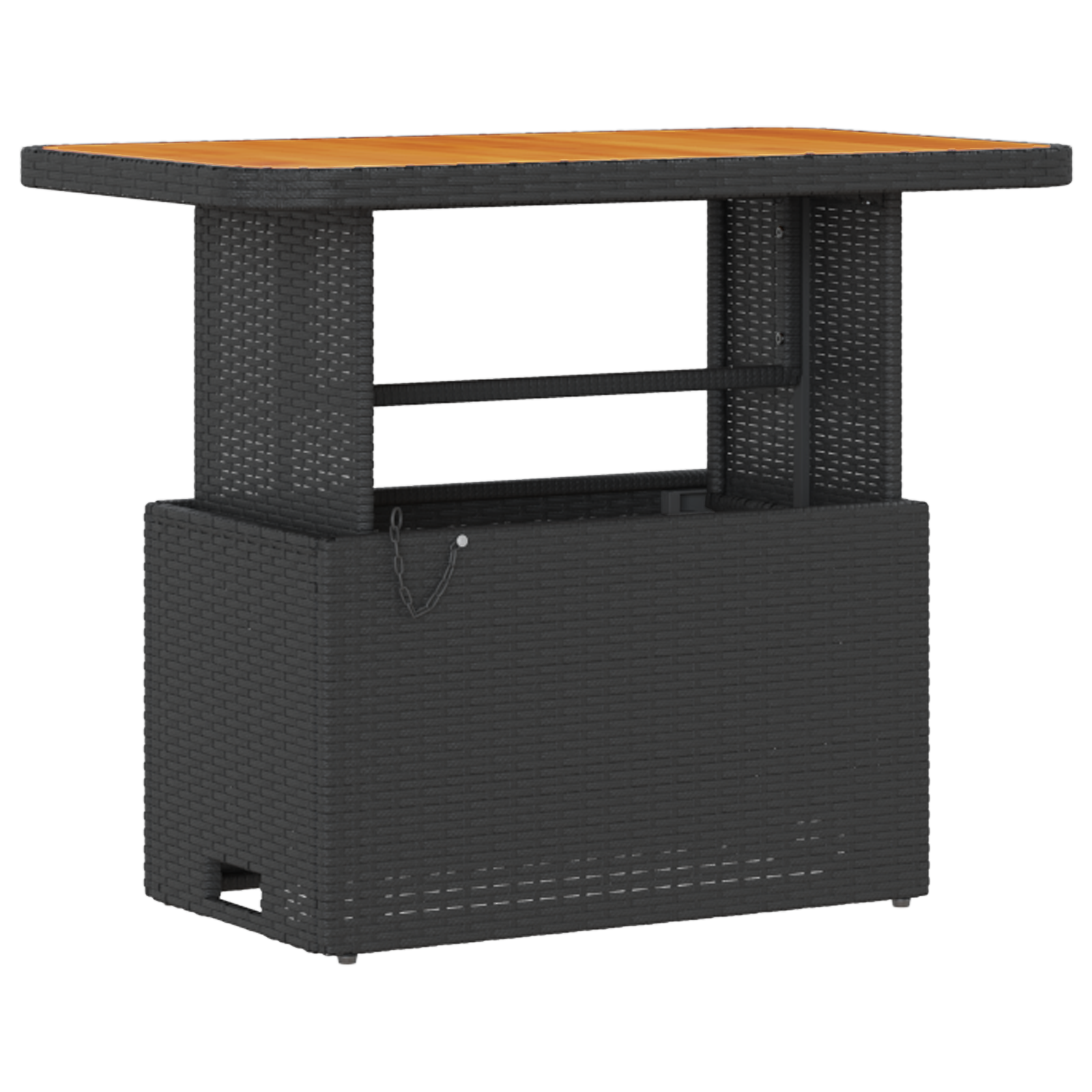 3 Piece Garden Dining Set with Cushions Black Poly Rattan Acacia - Image 5