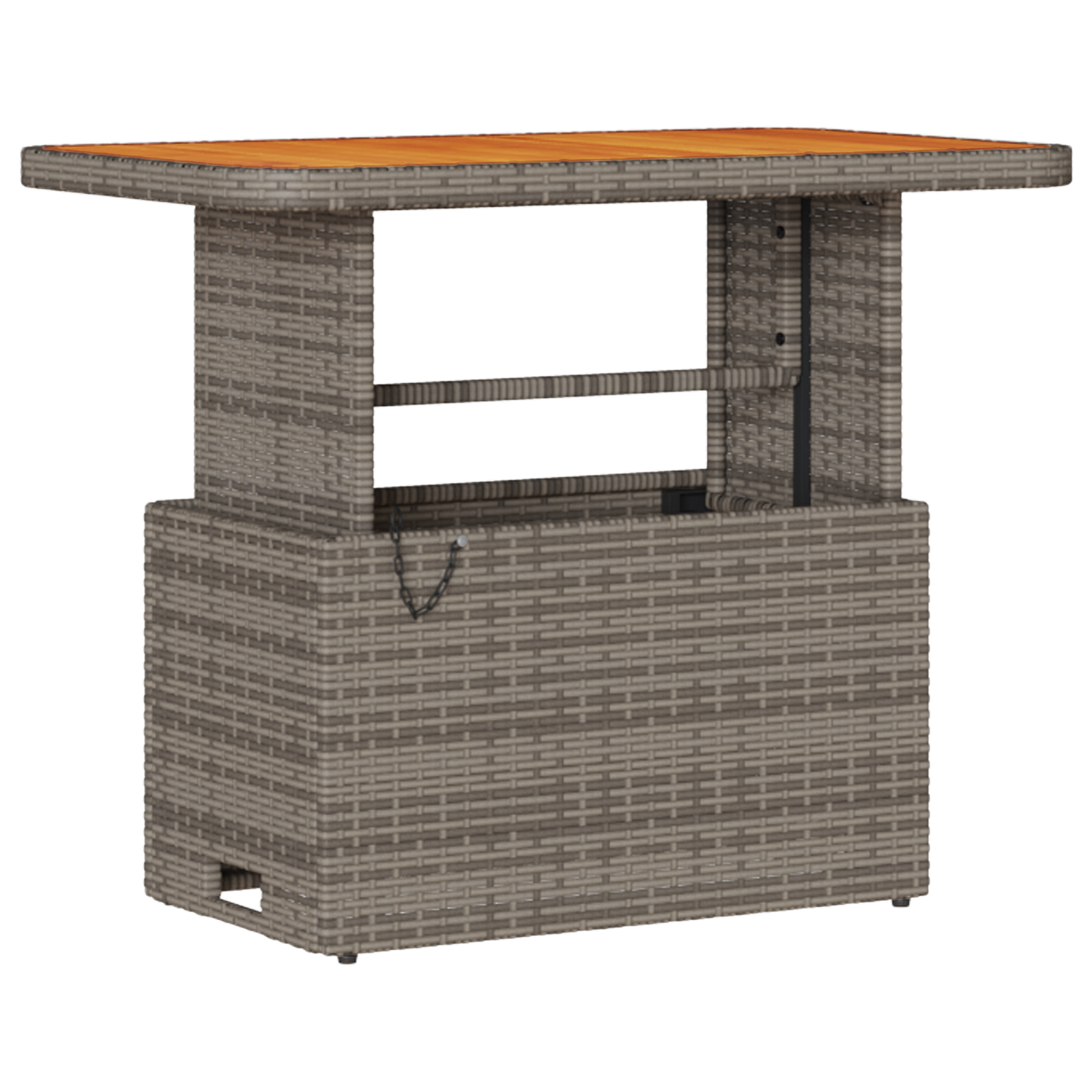 3 Piece Garden Dining Set with Cushions Grey Poly Rattan Acacia - Image 5