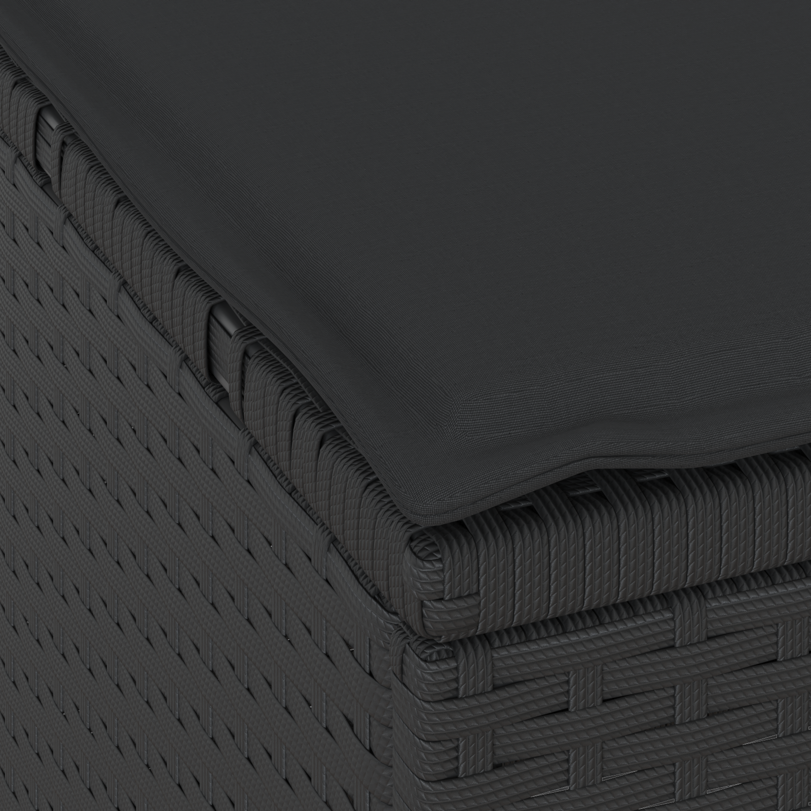 4 Piece Garden Dining Set with Cushions Black Poly Rattan Acacia - Image 10