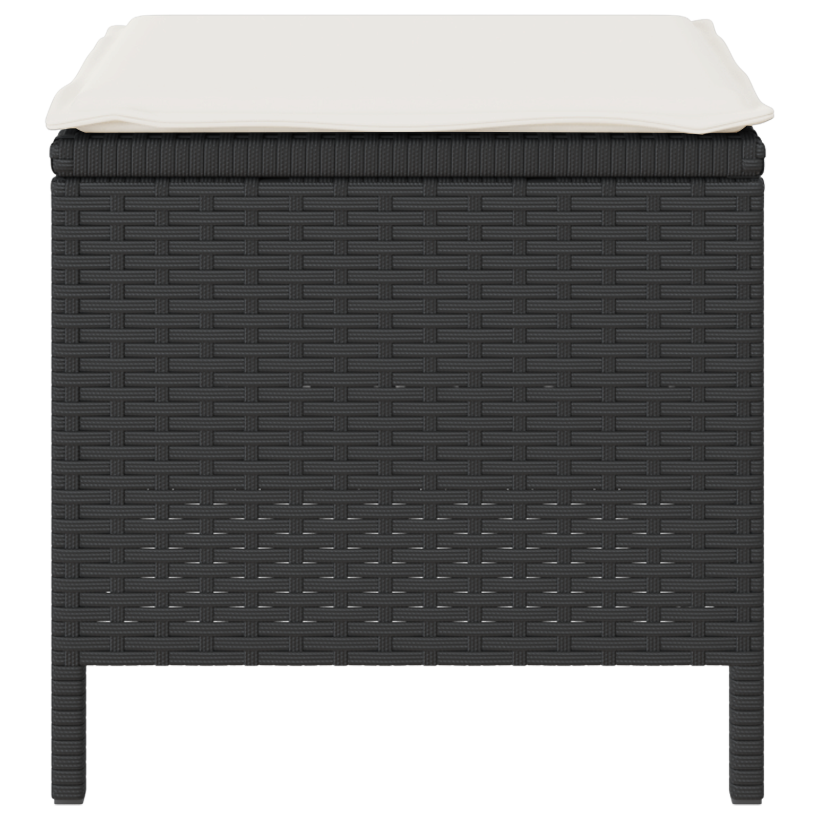 4 Piece Garden Dining Set with Cushions Black Poly Rattan Acacia - Image 8