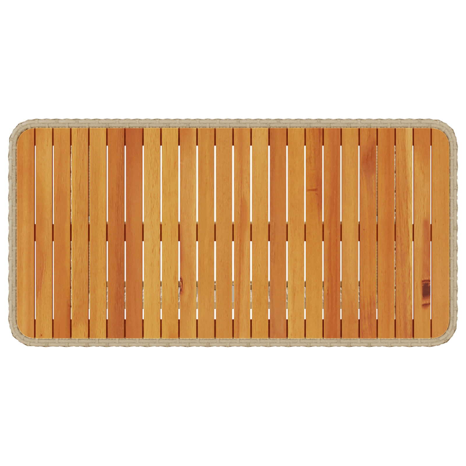 4 Piece Garden Dining Set with Cushions Beige Poly Rattan Acacia - Image 9