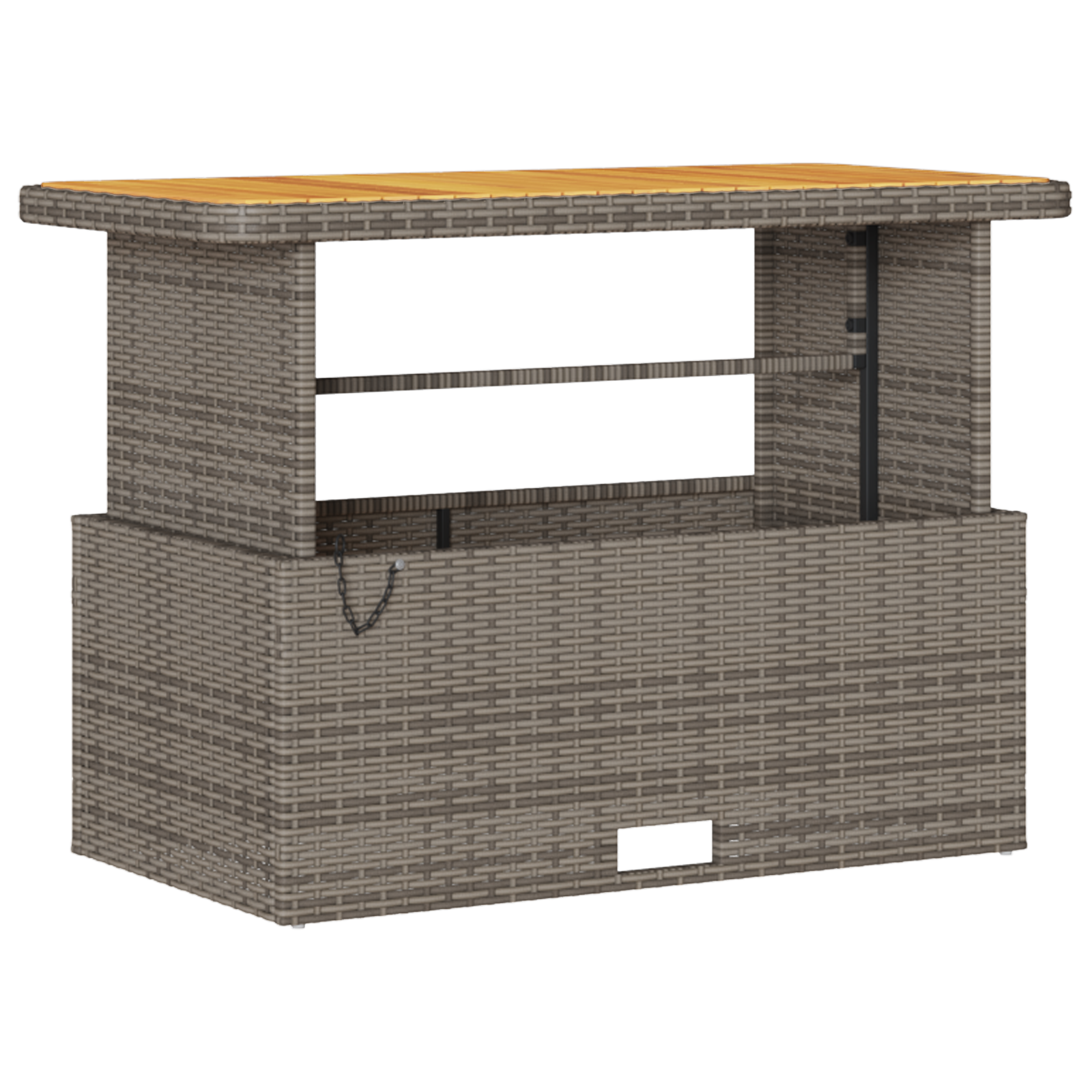 4 Piece Garden Dining Set with Cushions Grey Poly Rattan Acacia - Image 5