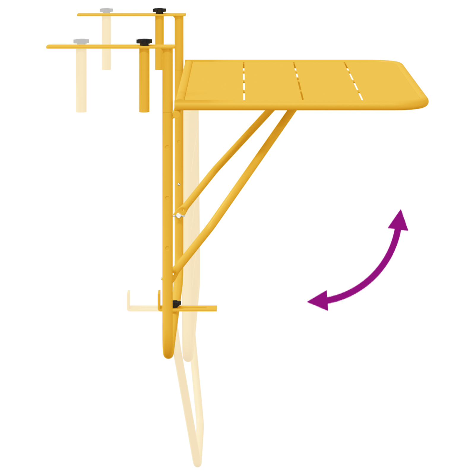 Foldable Hanging Balcony Table - Mustard, 60x40 cm, Steel - Image 10