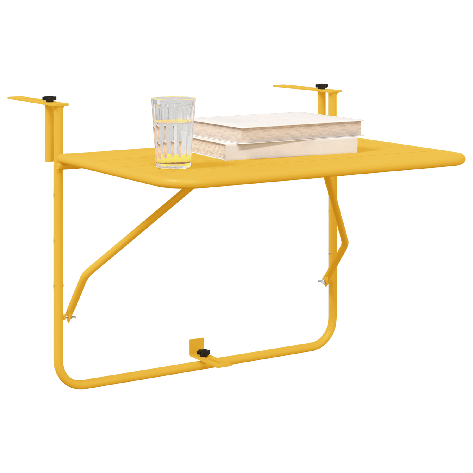 Foldable Hanging Balcony Table - Mustard, 60x40 cm, Steel - Image 3