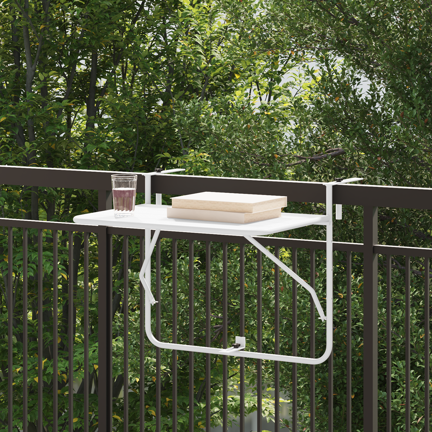 Balcony Table White Metal 60 x 39 x 50 cm Outdoor Table