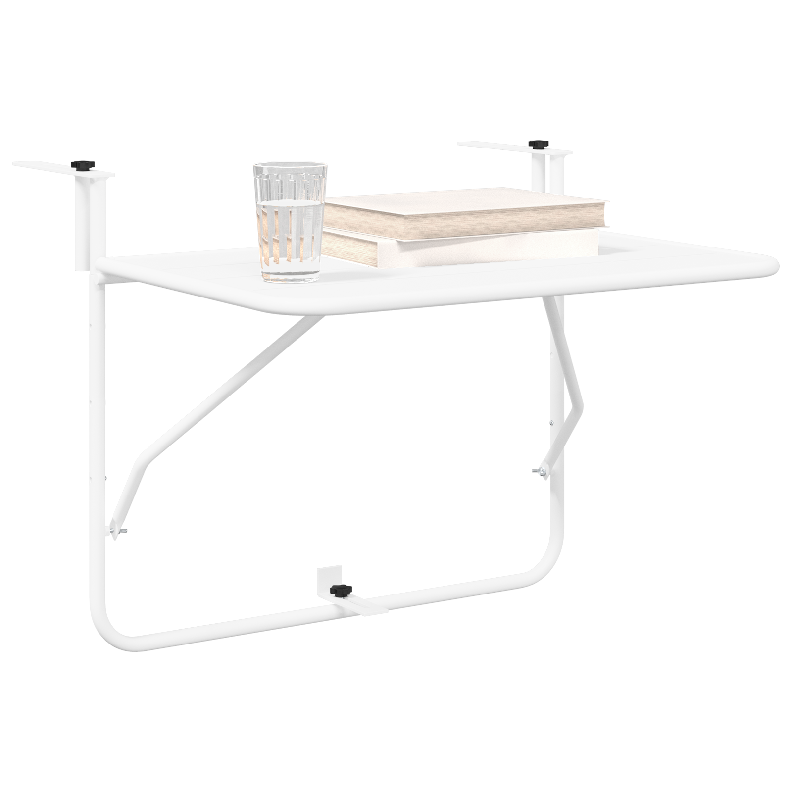 Balcony Table White Metal 60 x 39 x 50 cm Outdoor Table - Image 3
