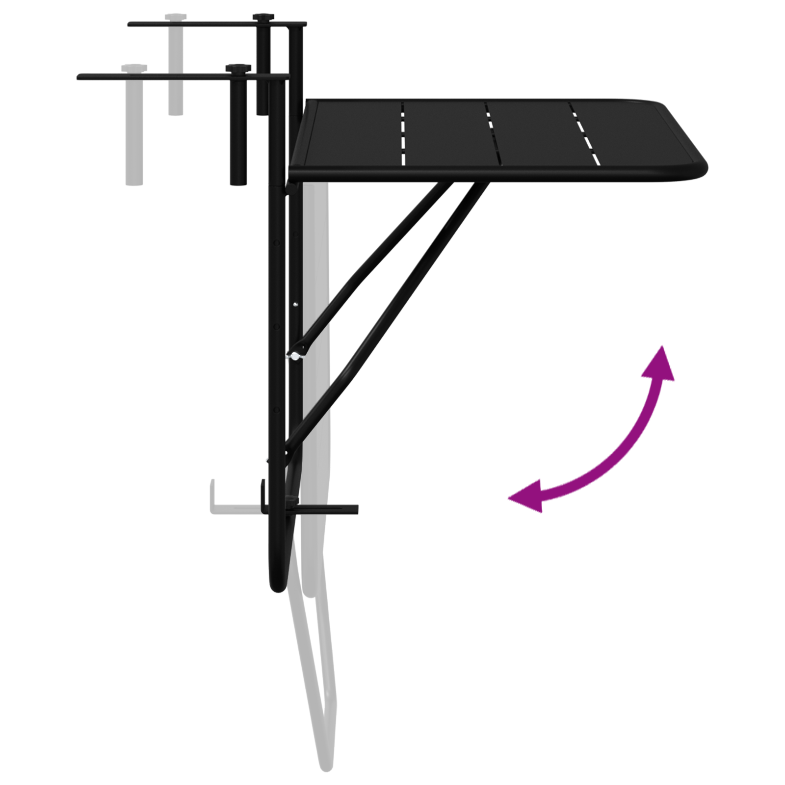 Foldable Black Hanging Balcony Table 60x40 cm Steel - Image 10
