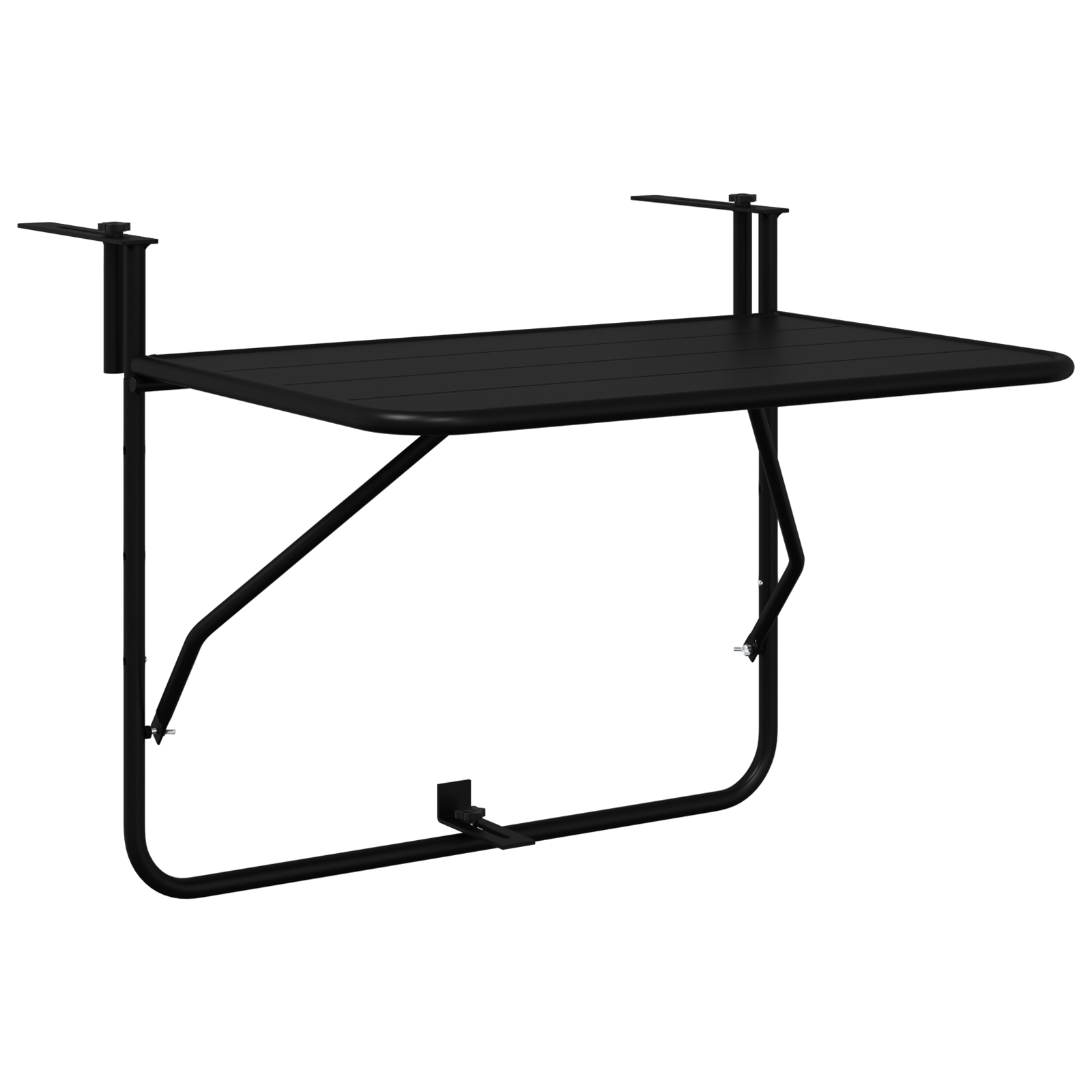 Foldable Black Hanging Balcony Table 60x40 cm Steel - Image 2