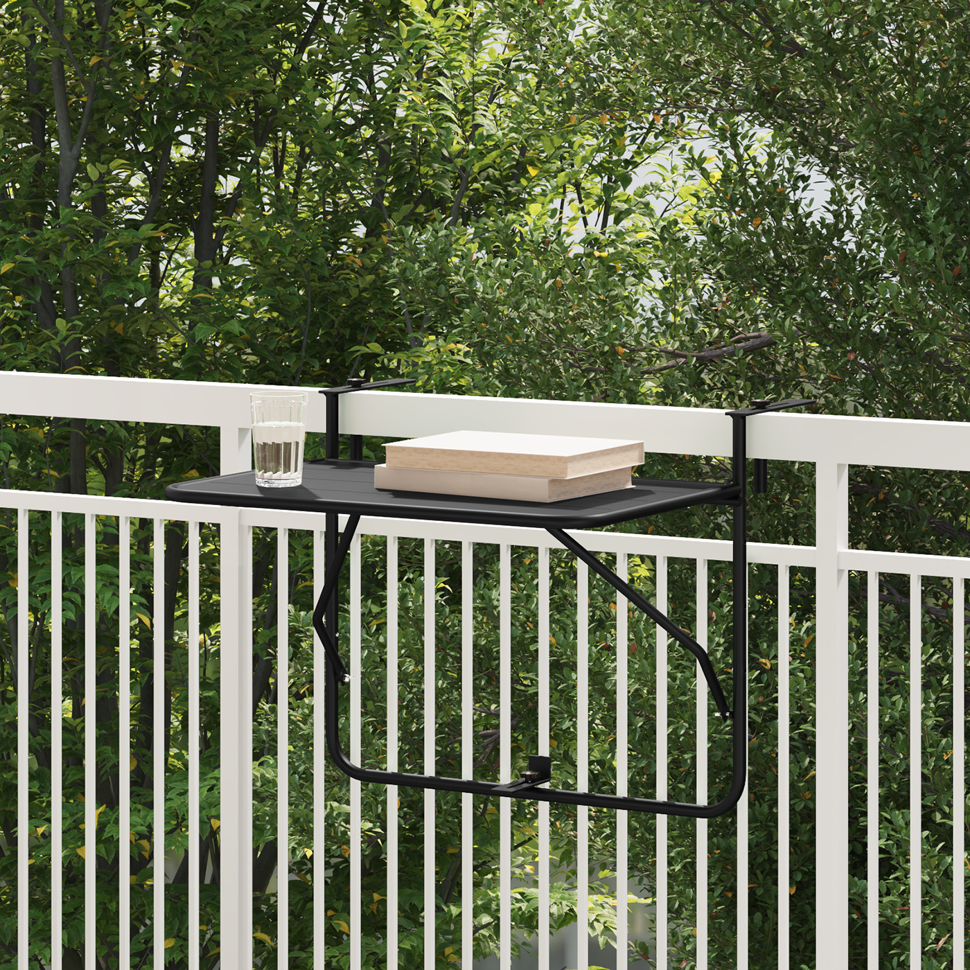 Foldable Black Hanging Balcony Table 60x40 cm Steel