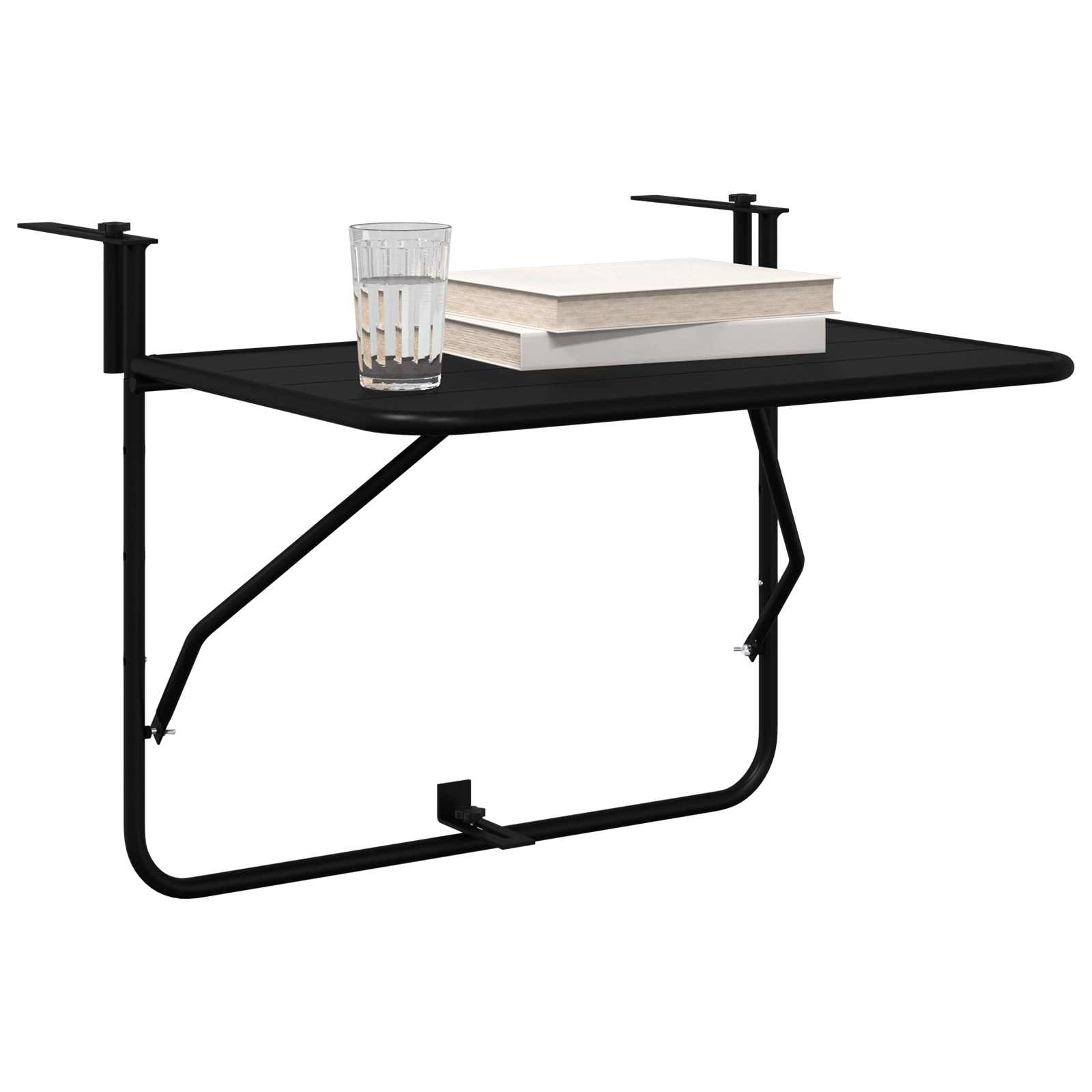 Foldable Black Hanging Balcony Table 60x40 cm Steel - Image 3
