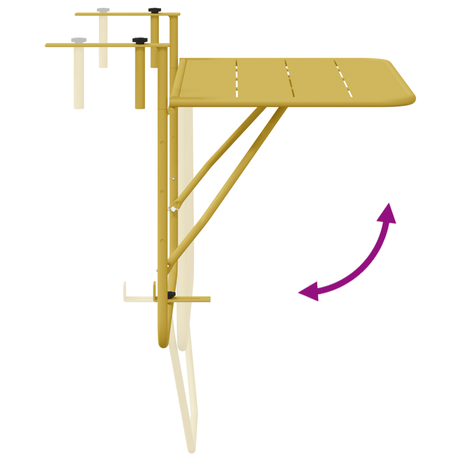 Foldable Hanging Balcony Table - Gold, 60x40 cm, Steel - Image 10