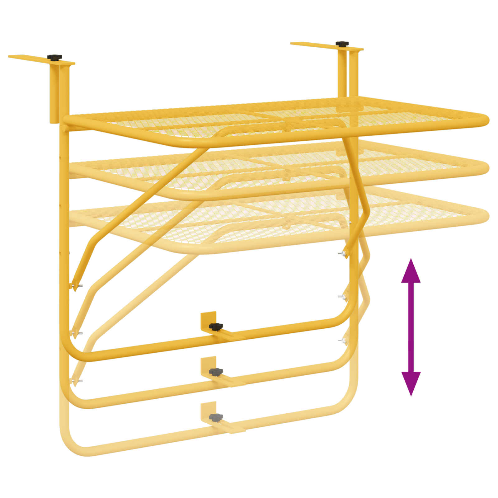 Foldable Hanging Balcony Table in Mustard - 60x40 cm, Steel - Image 9