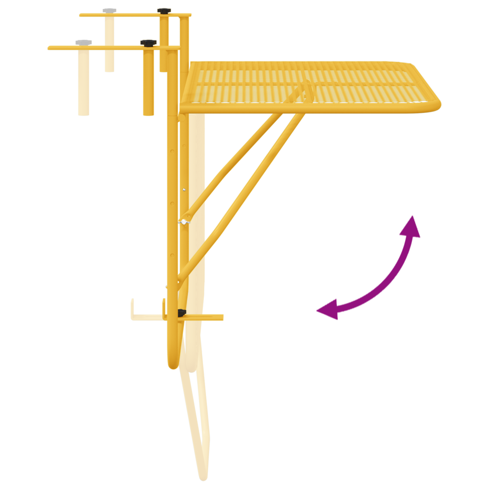 Foldable Hanging Balcony Table in Mustard - 60x40 cm, Steel - Image 10