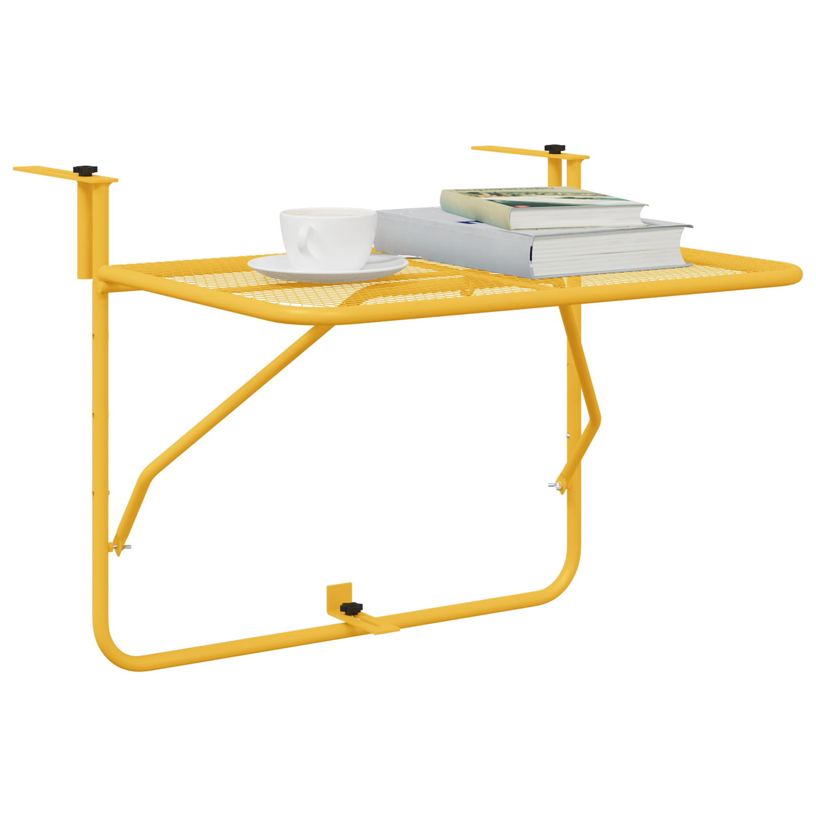 Foldable Hanging Balcony Table in Mustard - 60x40 cm, Steel - Image 3