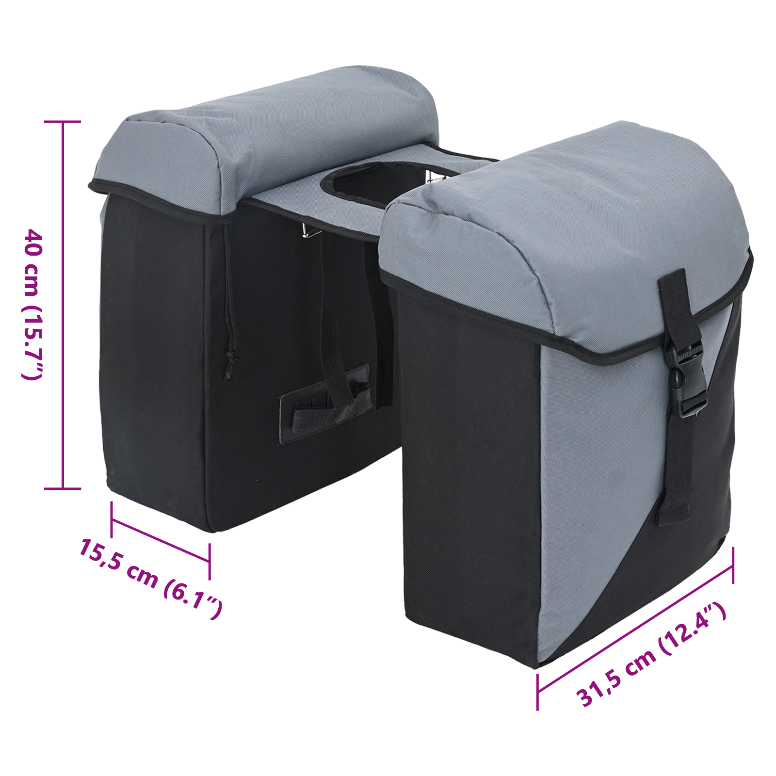 Bike Pannier Bag Double Bags 35L Grey - Image 11