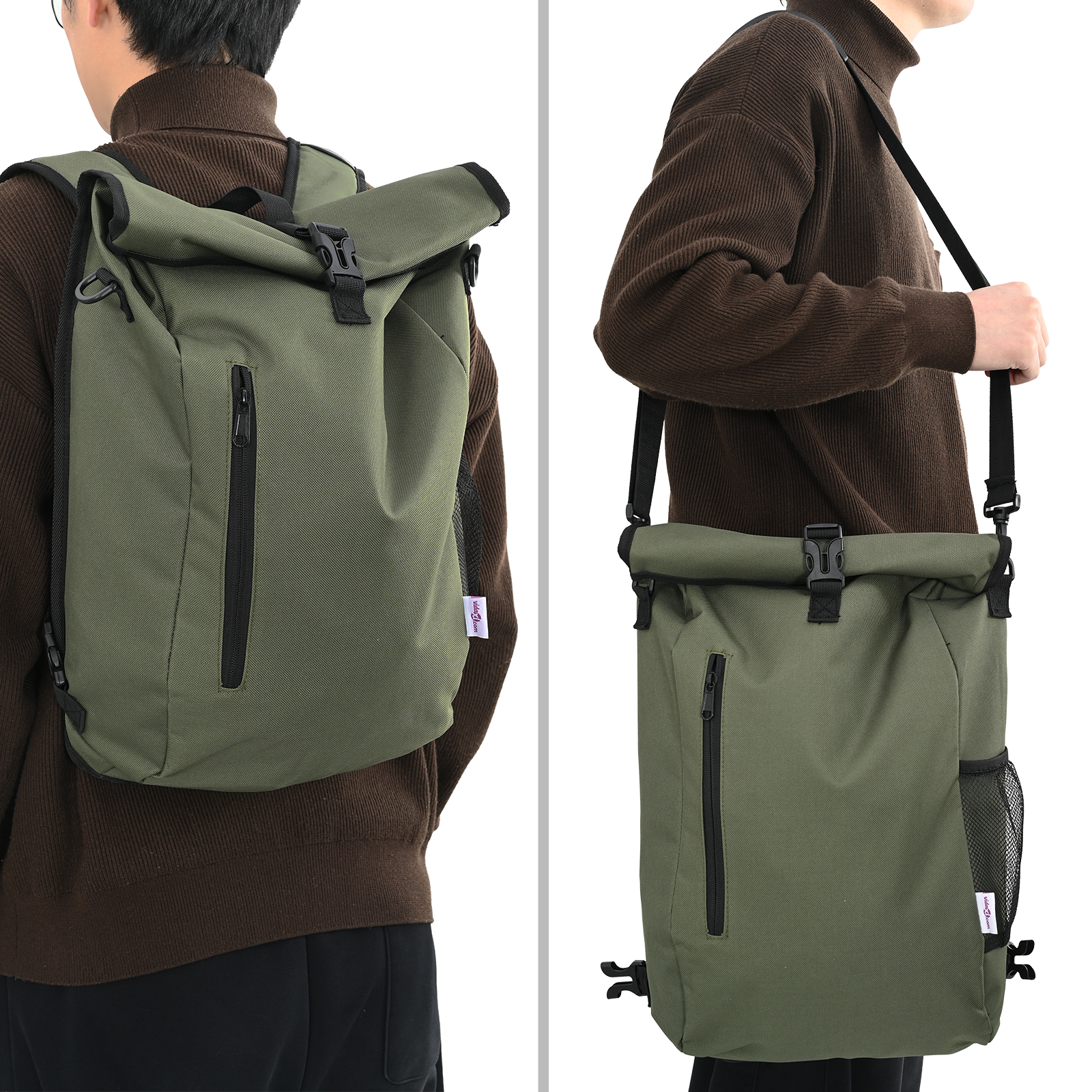 Bike Bag for Pannier Rack 20 L Olive Green 31x13x58 cm - Image 3