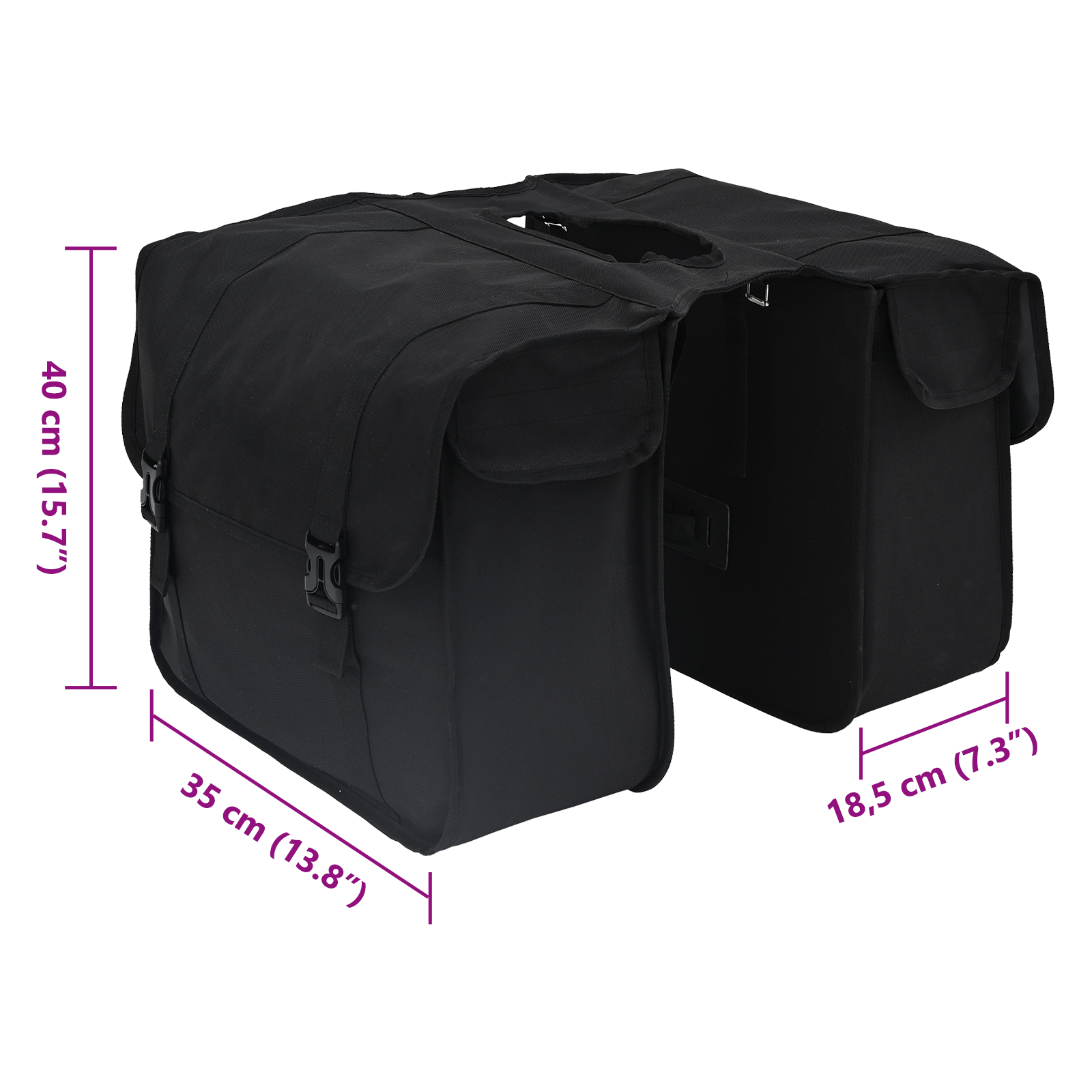 Bicycle Pannier Bag Double Bags 48 L Black - Image 10