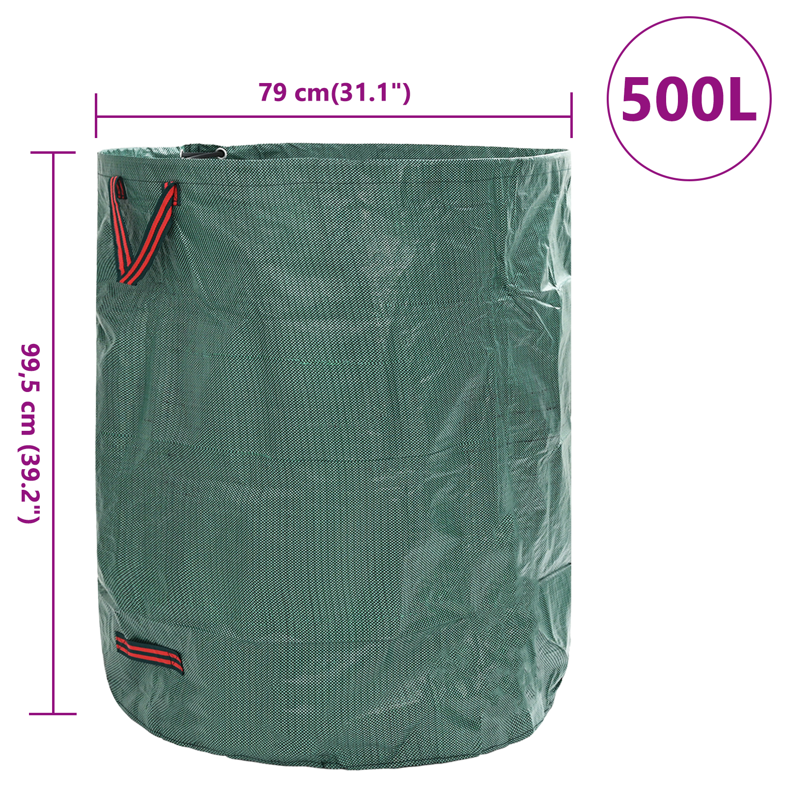 Garden Waste Bags with Handles 12 pcs Foldable Round Green 500 L - Image 10