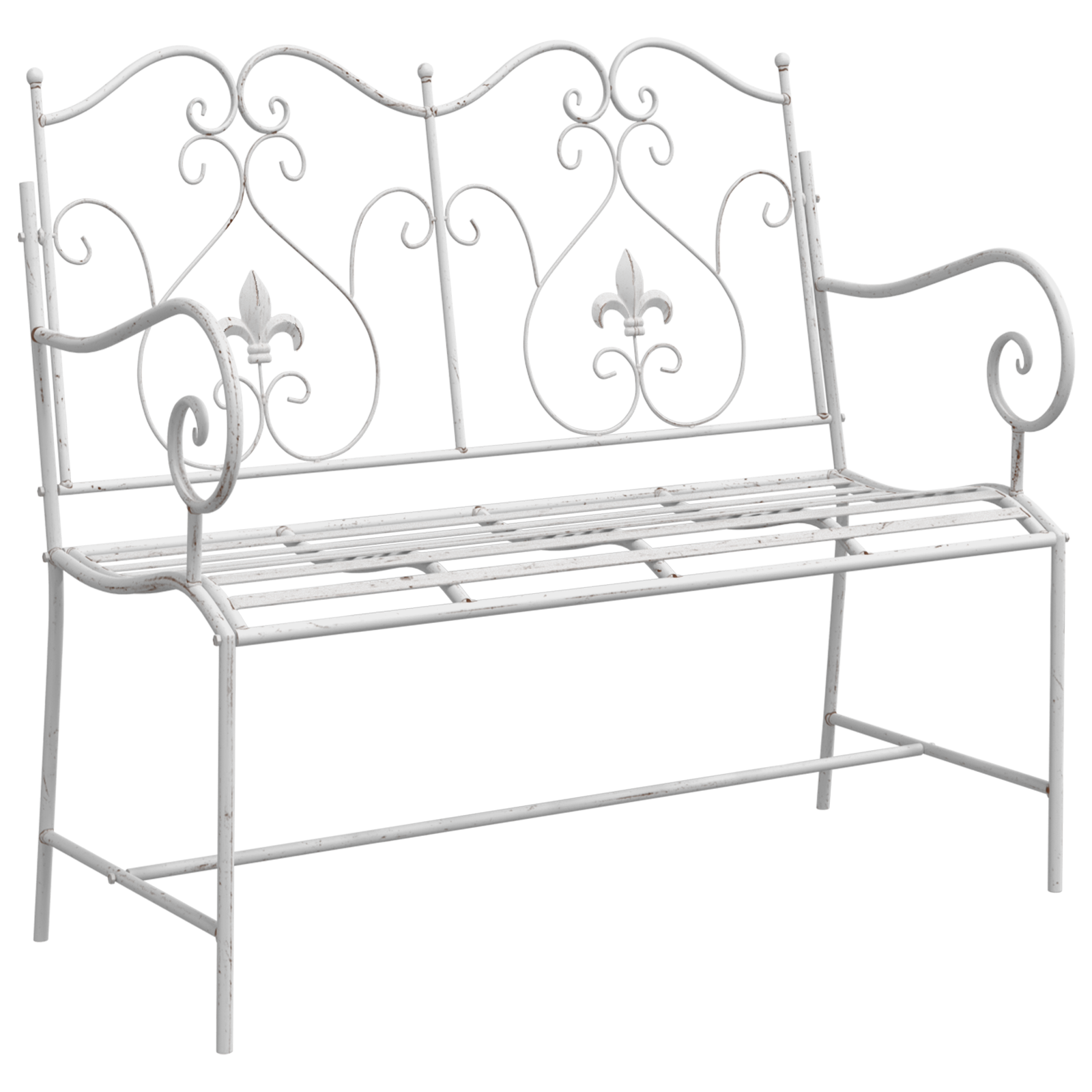 Bench White Metal 104 x 54 x 93 cm Durable Outdoor Bench - Image 2