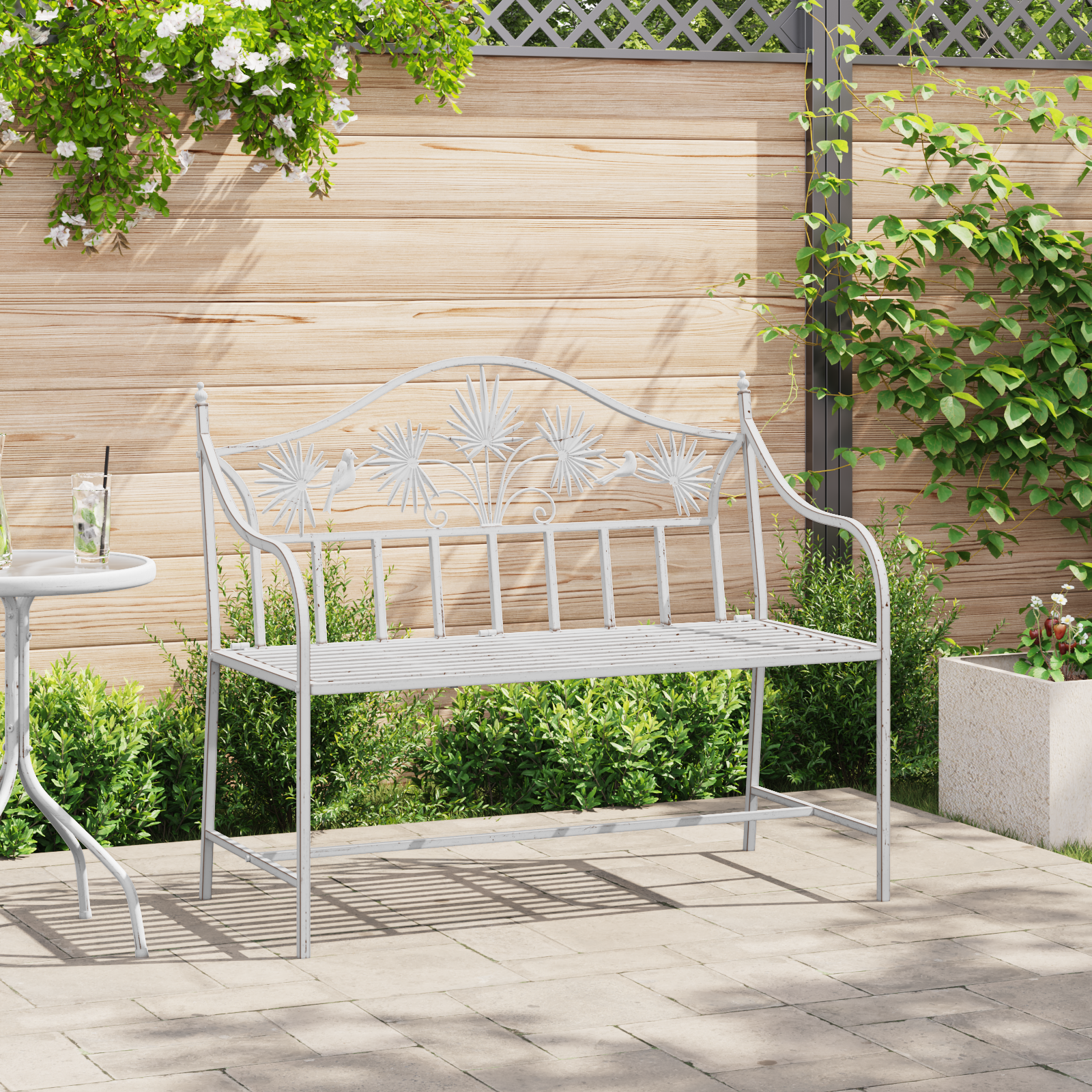 Bench White Metal 104 x 52.5 x 89 cm Built to Last