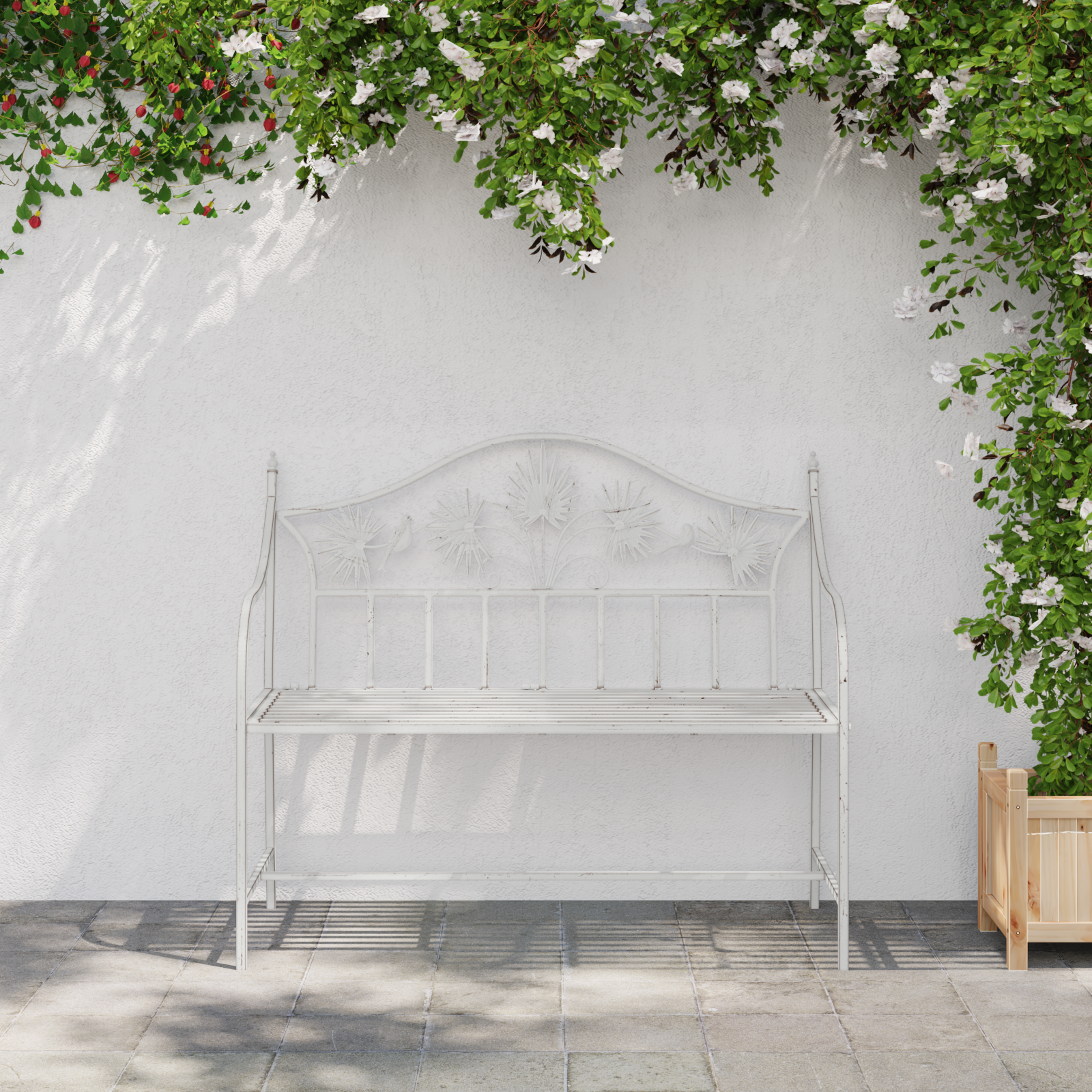 Bench White Metal 104 x 52.5 x 89 cm Built to Last - Image 3