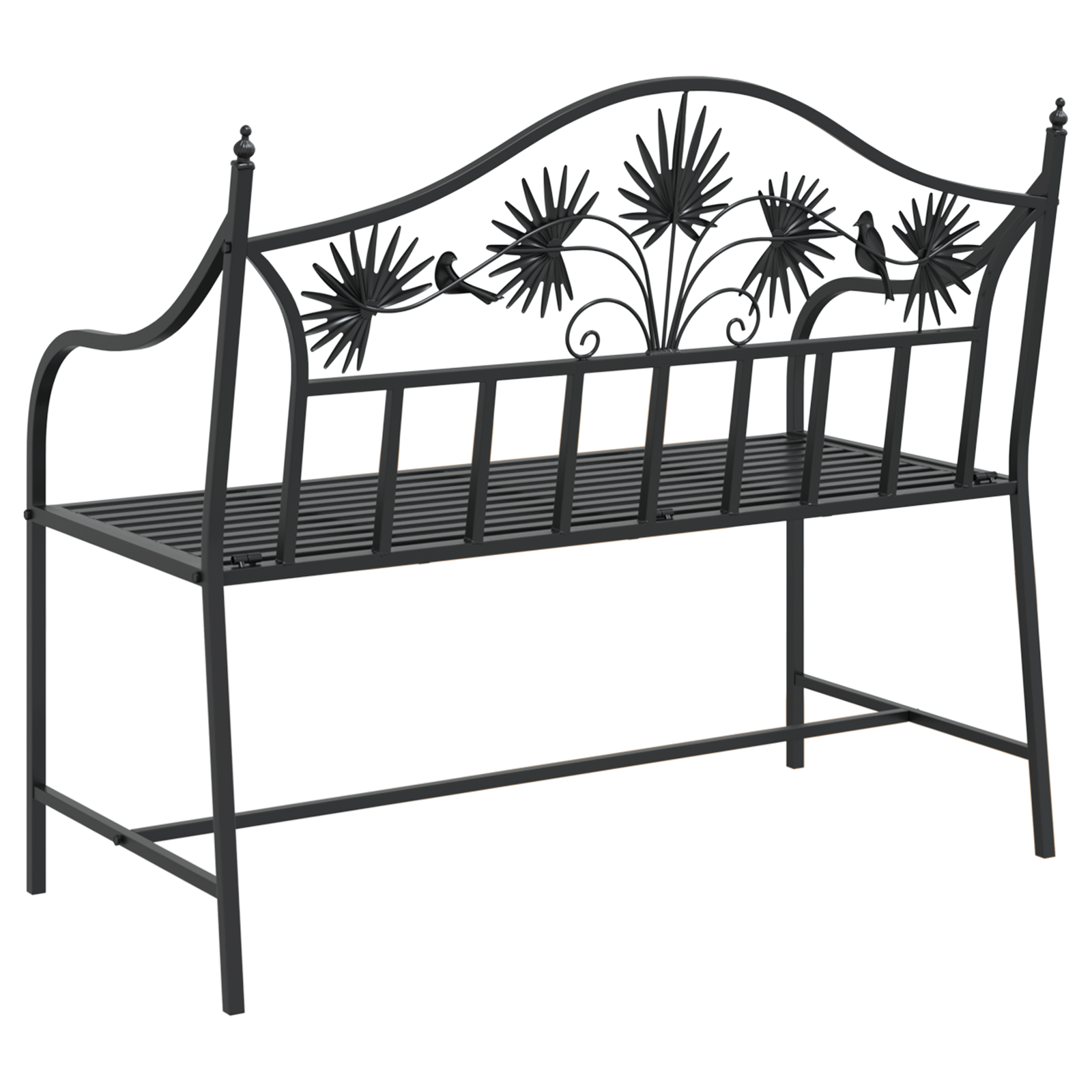 Vintage Metal Bench Black Powder-Coated Steel Standard Durable - Image 6