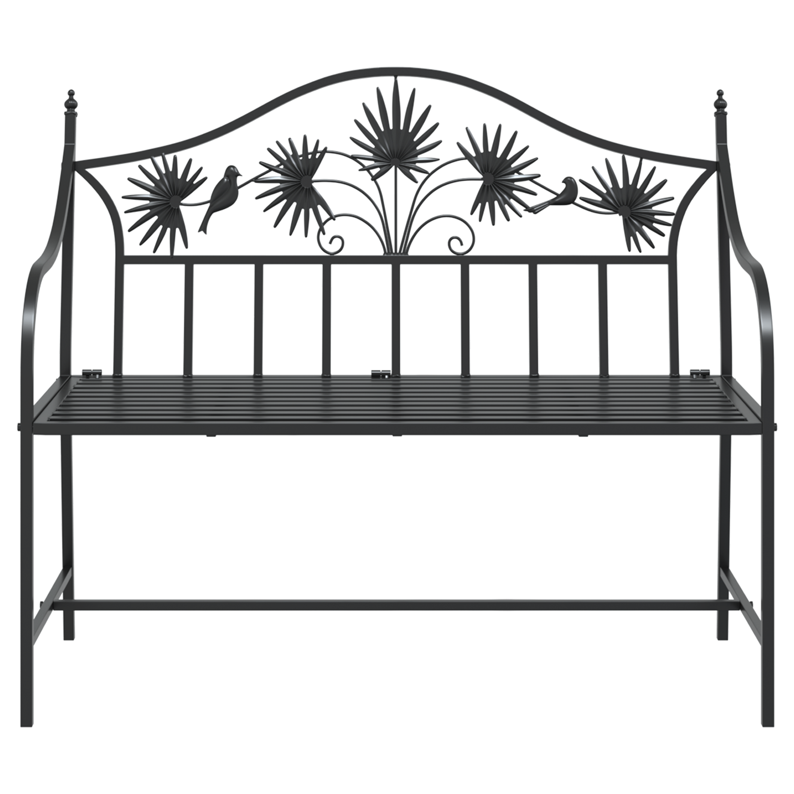 Vintage Metal Bench Black Powder-Coated Steel Standard Durable - Image 4