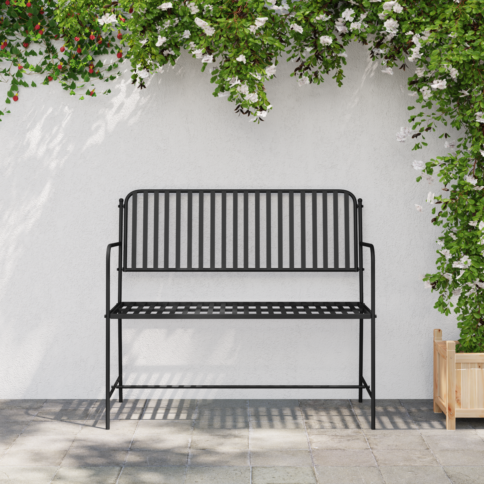 Outdoor Bench Black Metal Standard Durable Outdoor Bench - Image 3