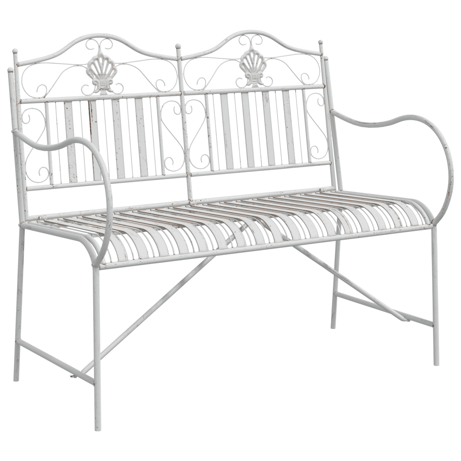Bench White Metal 103.5 x 59 x 89 cm Durable Outdoor Bench - Image 2