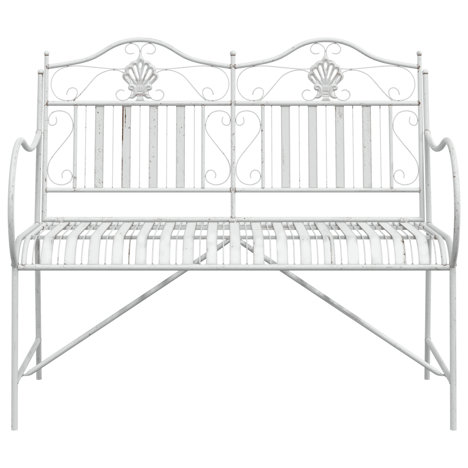 Bench White Metal 103.5 x 59 x 89 cm Durable Outdoor Bench - Image 4