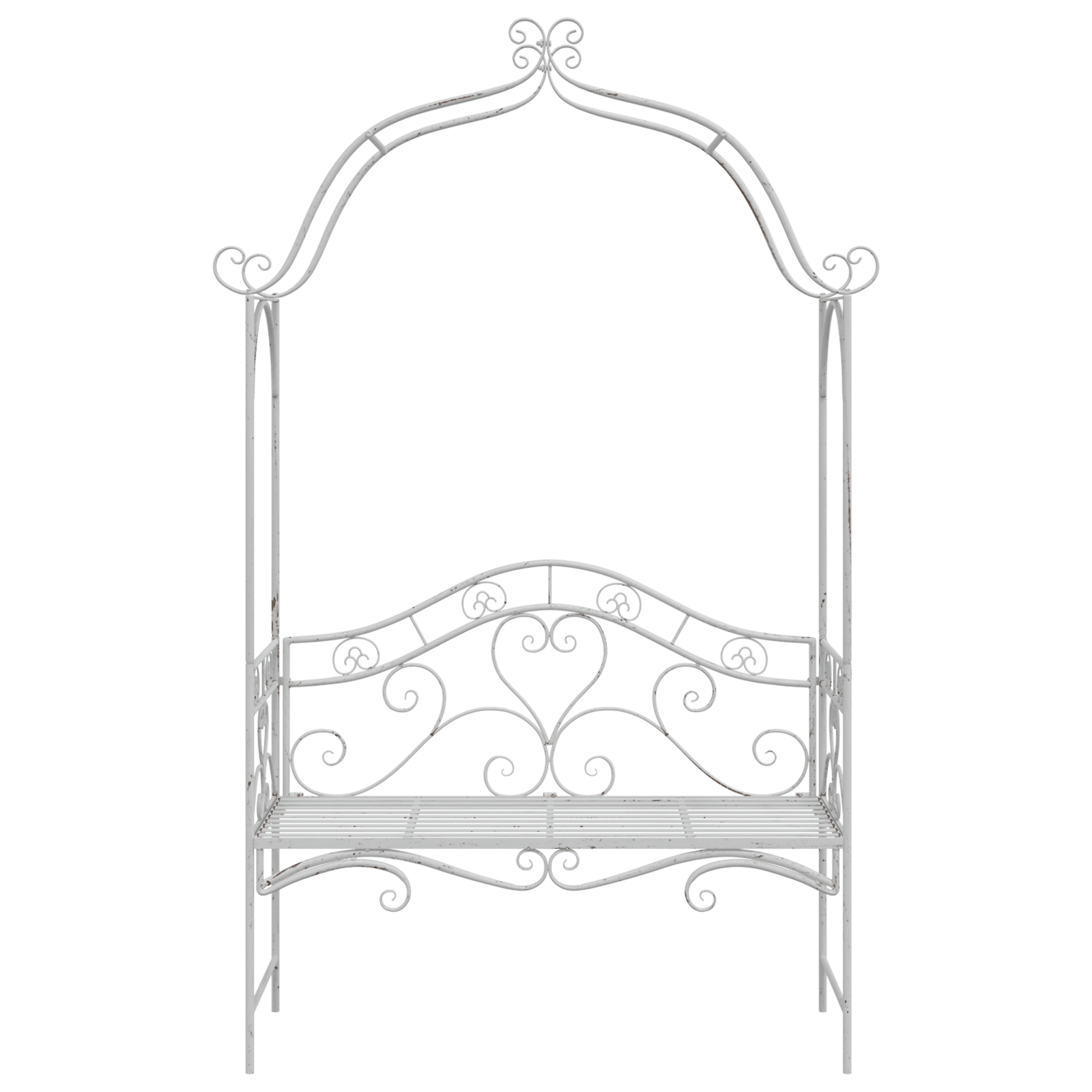 Bench White Metal 121 x 48 x 200 cm Decorative Inlays - Image 6