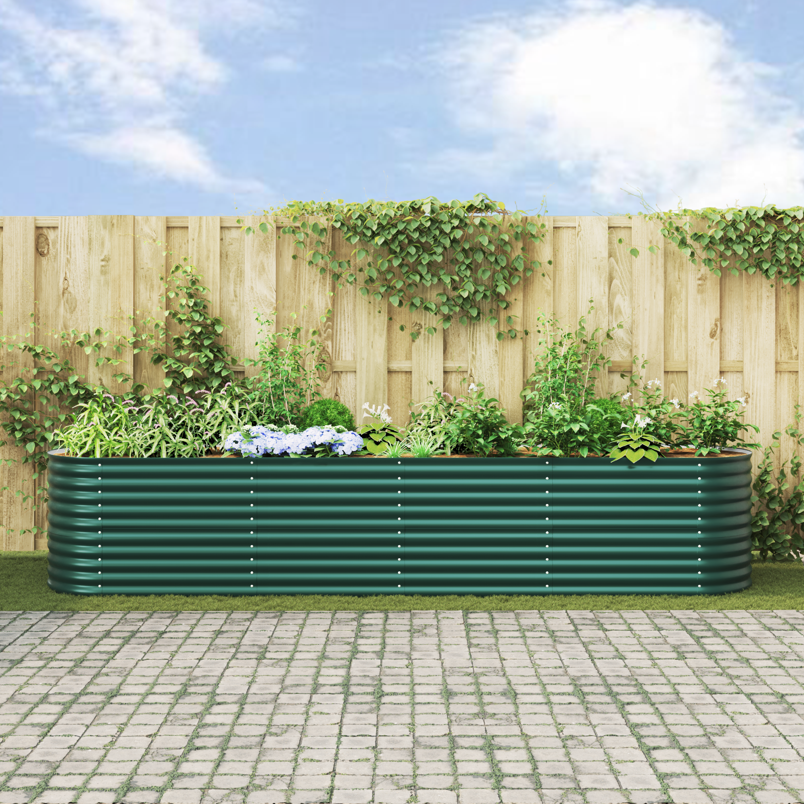 Green Garden Raised Bed 400x80x81 cm Galvanized Steel - Image 4