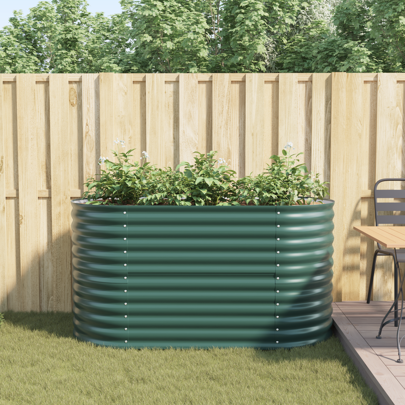 Garden Raised Bed Green 160x80x81 cm Galvanized Steel - Image 4