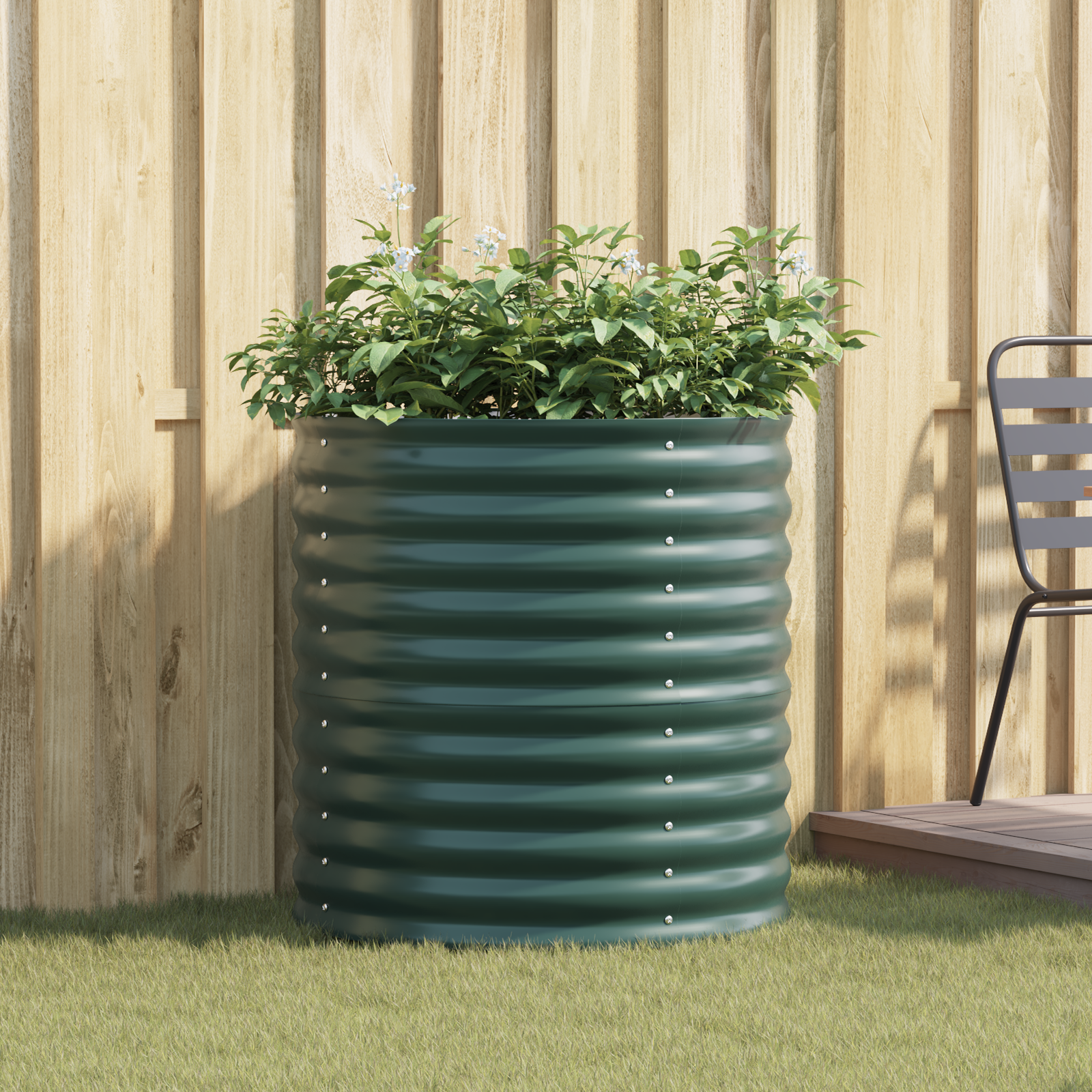 Plantenbak verhoogd 80x80x81 cm gegalvaniseerd staal groen