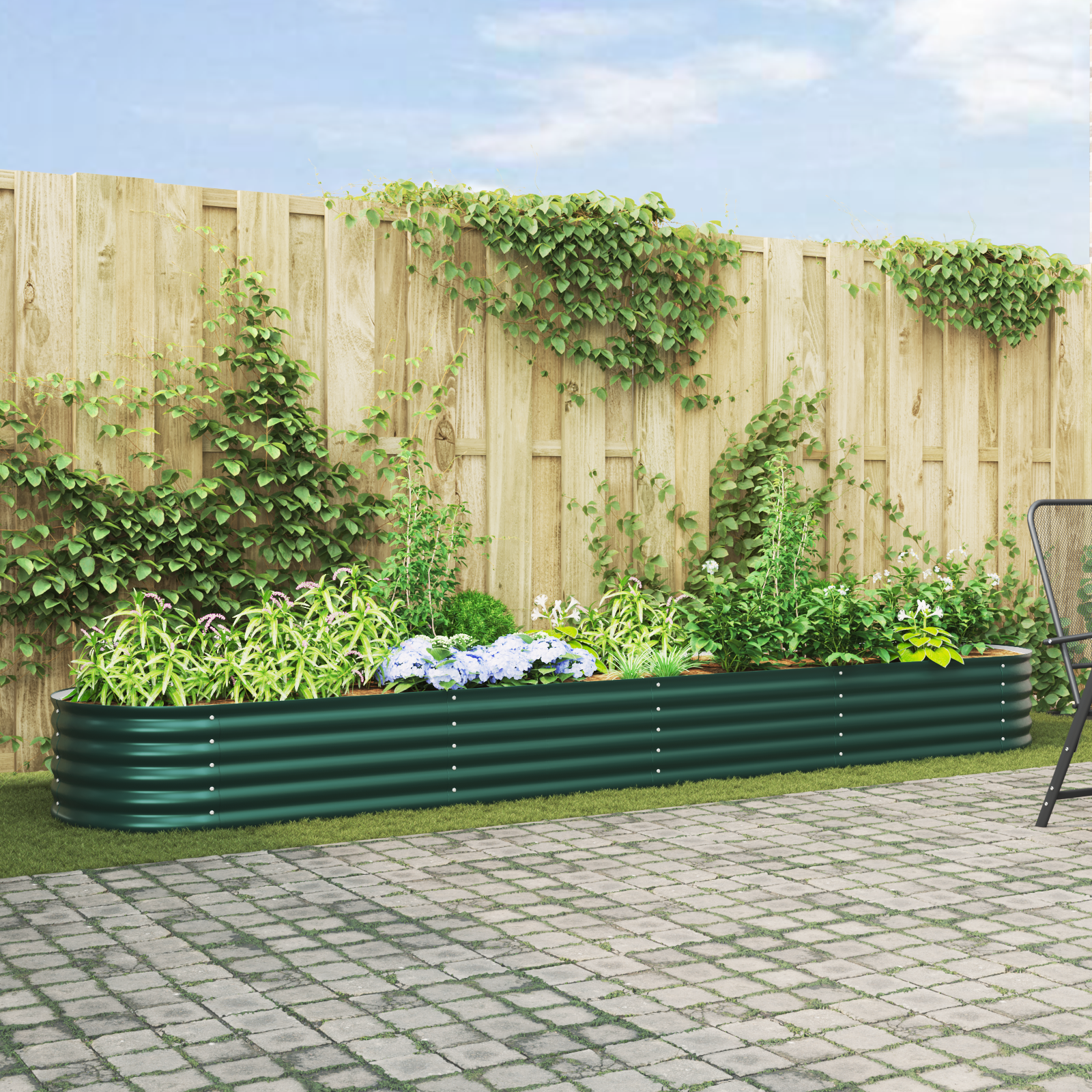 Tuin Raised Bed Groen 400x80x44 cm Gegalvaniseerd Staal
