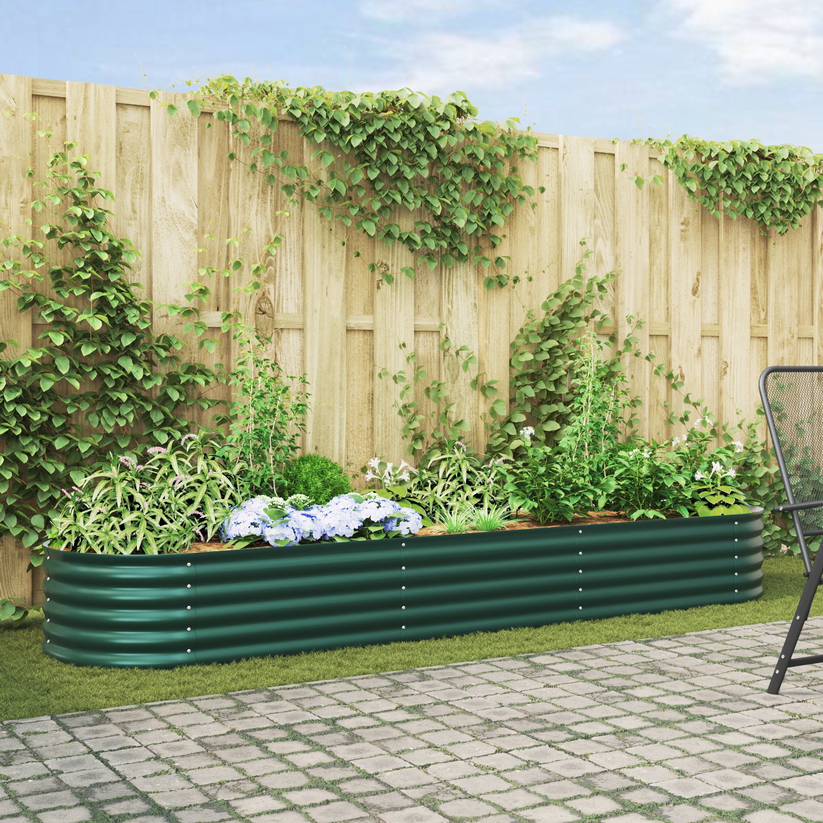 Tuin Verhoogd Bed Groen 320x80x44 cm Gegalvaniseerd Staal