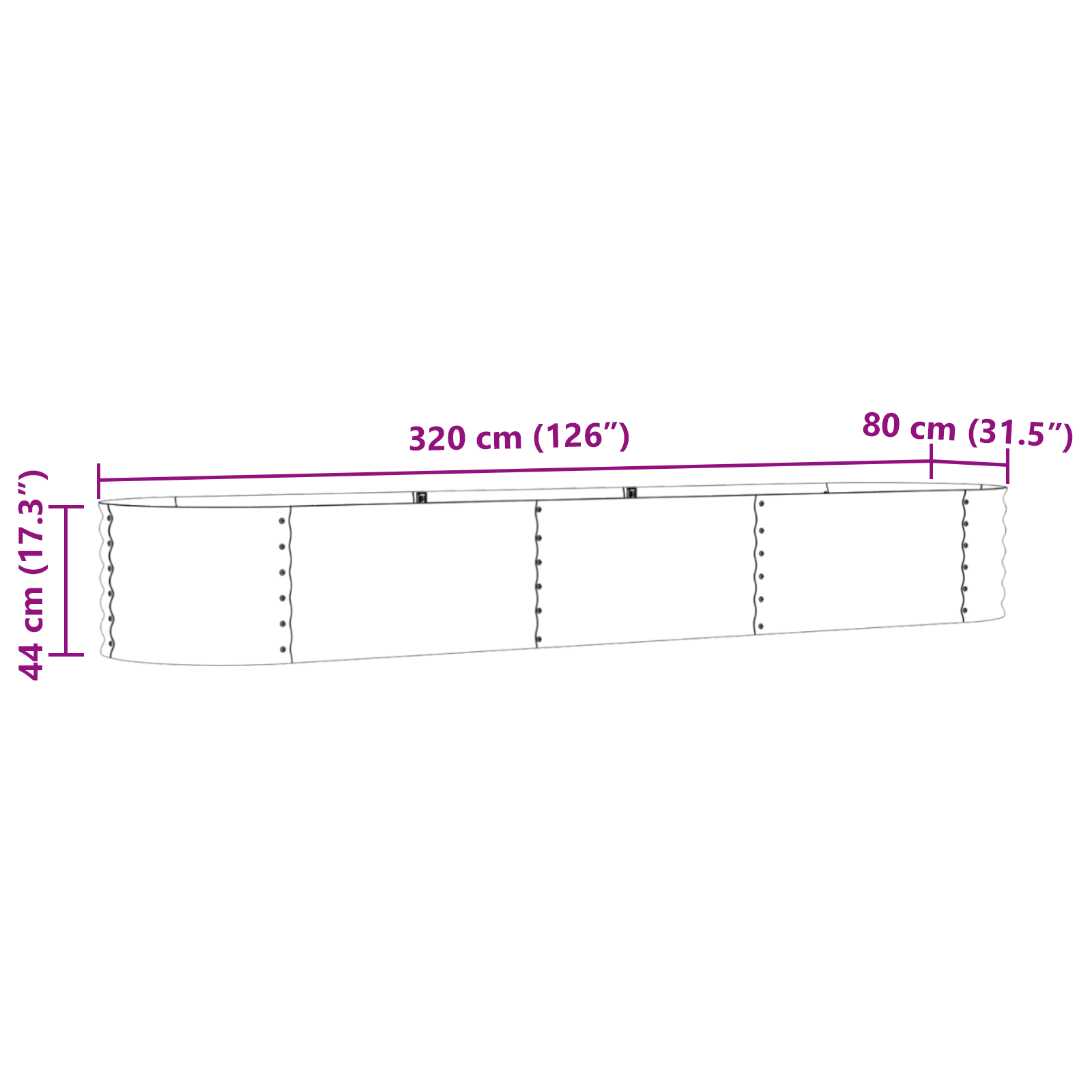 Garden Raised Bed Green Galvanised steel 320 x 80 x 44 cm Durable - Image 11