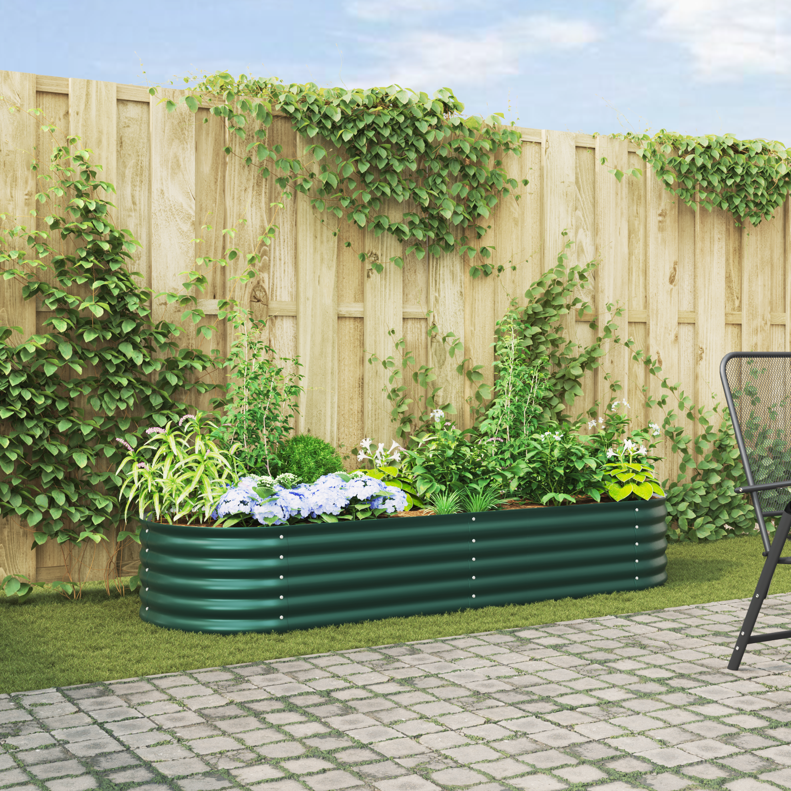 Tuin Verhoogd Bed Groen 240x80x44 cm Gegalvaniseerd Staal